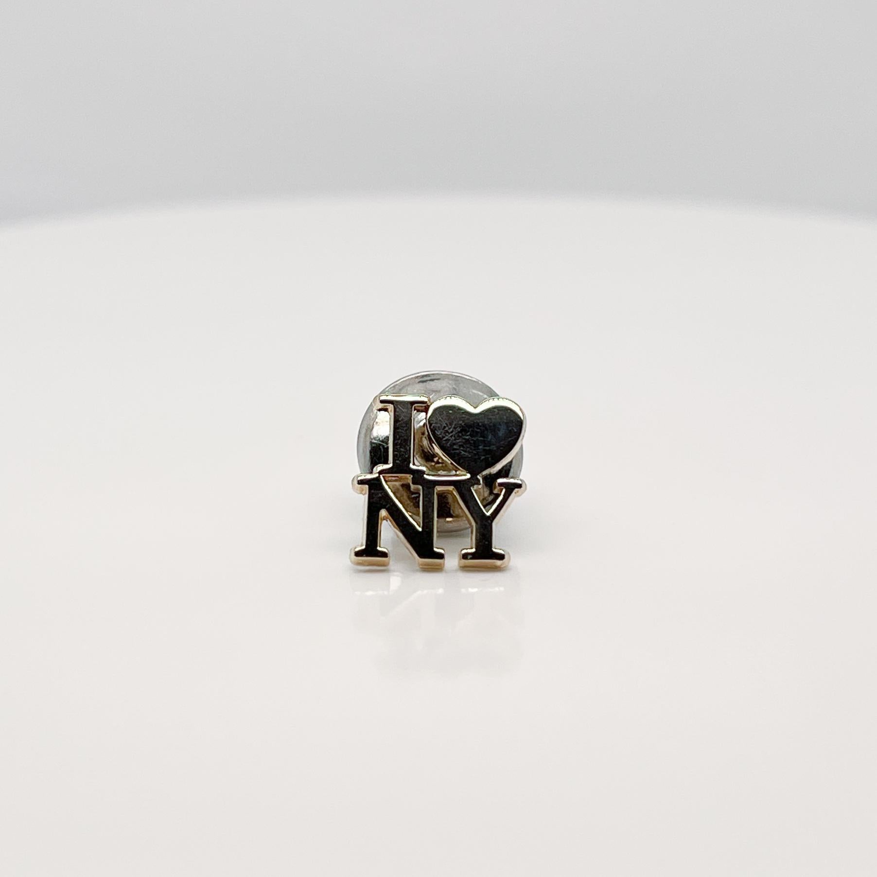 Vintage Tiffany & Co. Vermeil Sterling Silver 'I Love NY' Lapel Pin or Tie Tack In Good Condition In Philadelphia, PA