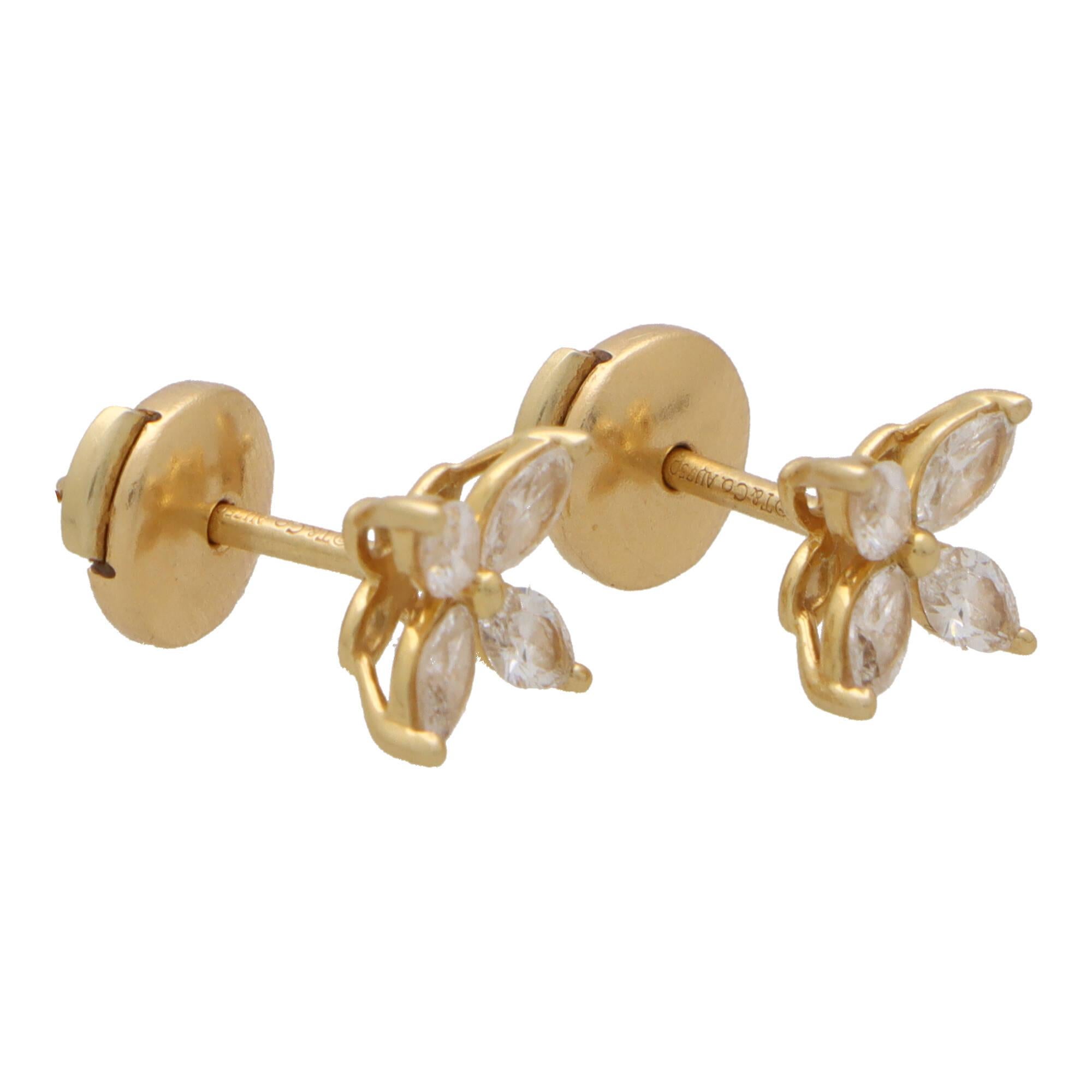 Weinlese Tiffany & Co. Victoria Diamant-Ohrringe (Größe klein) aus Gelbgold (Marquiseschliff)