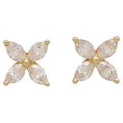 Vintage Tiffany & Co. Victoria Diamond Earrings (Size Small) in Yellow Gold