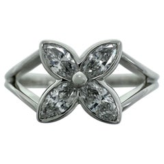 Vintage Tiffany & Co. Victoria Marquise Natural Diamond Platinum Flower Ring 48