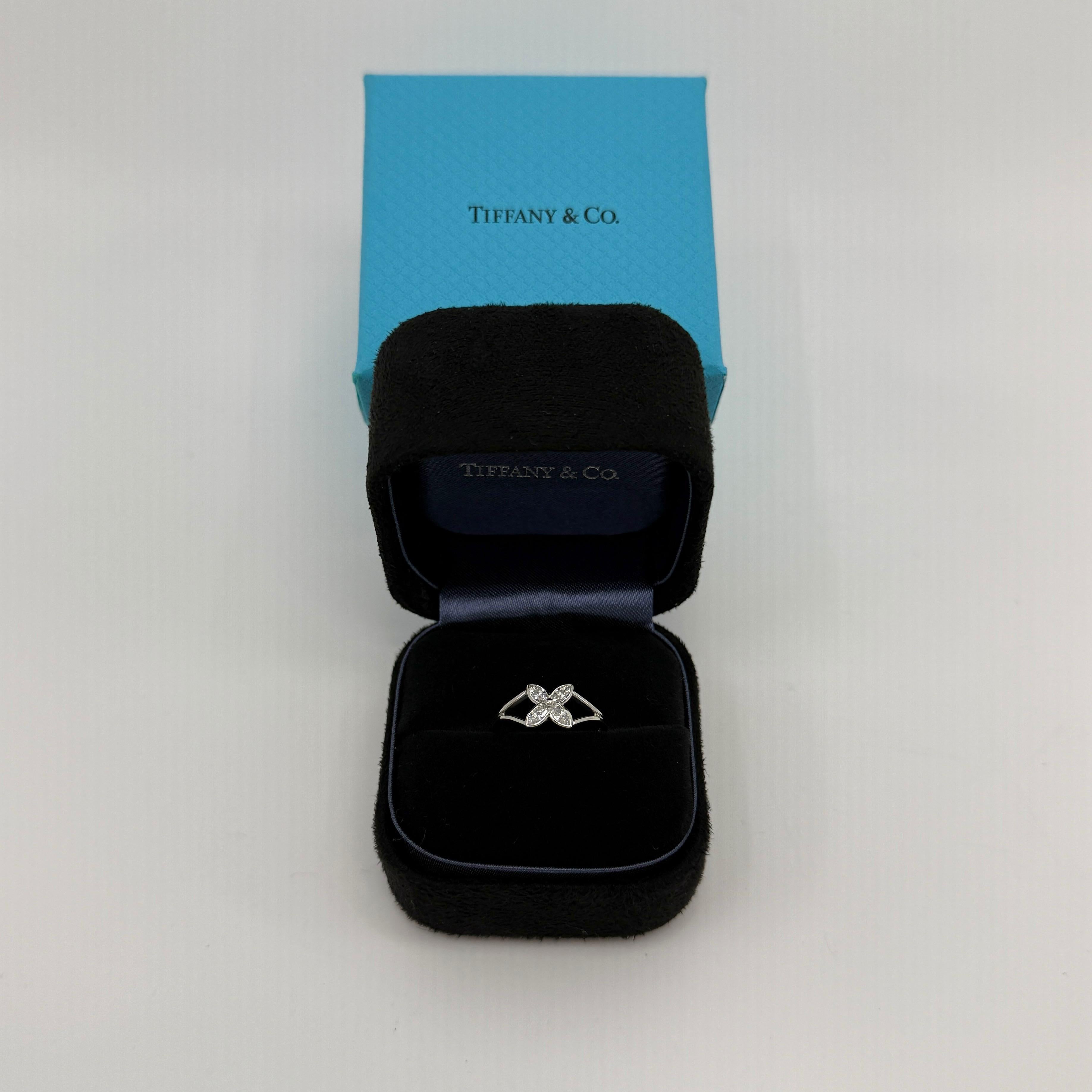 Weinlese Tiffany & Co. Platin-Blumenring Victoria Marquise mit natürlichem Diamant im Marquiseschliff im Angebot 4