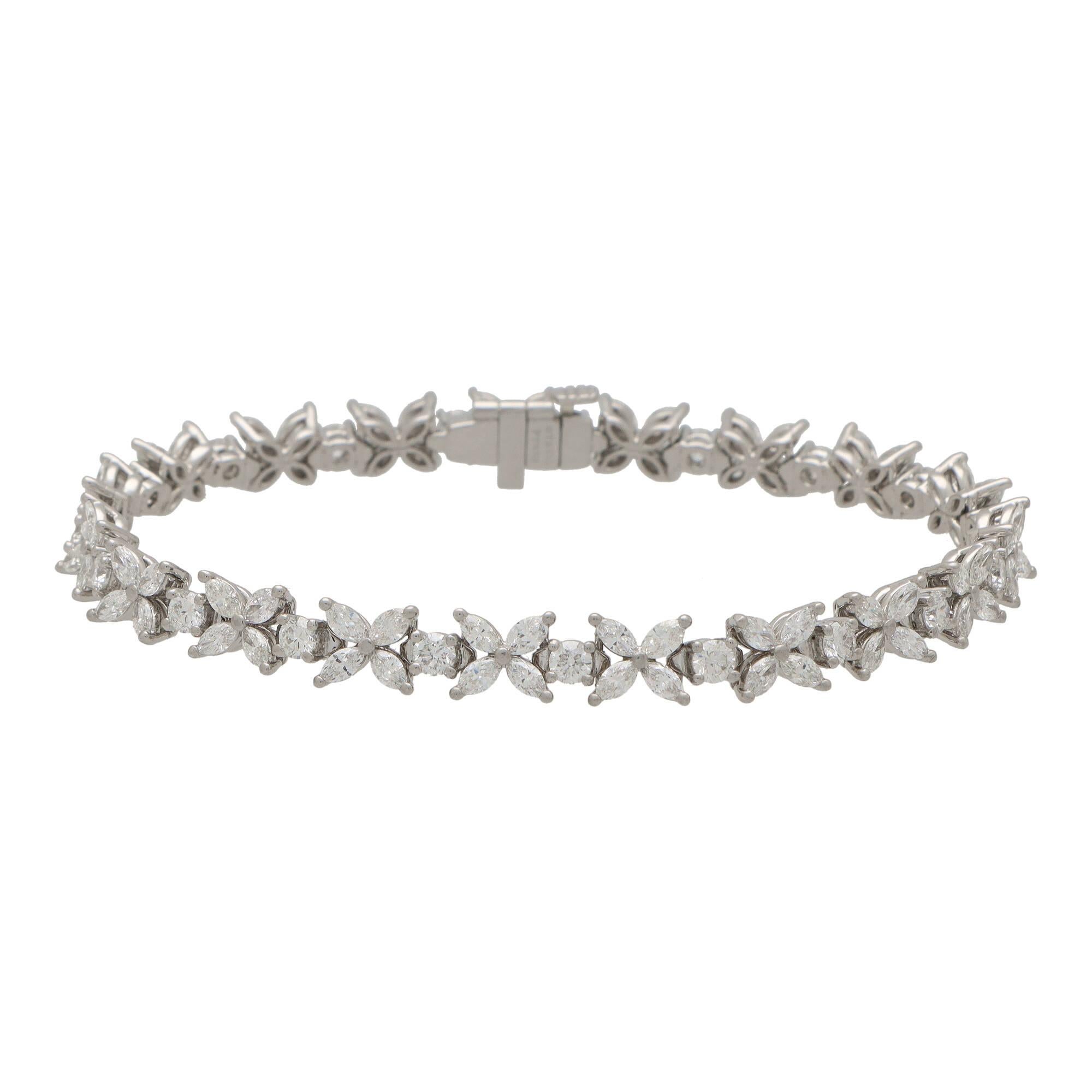 Modern Vintage Tiffany & Co. Victoria Alternating Diamond Bracelet in Platinum