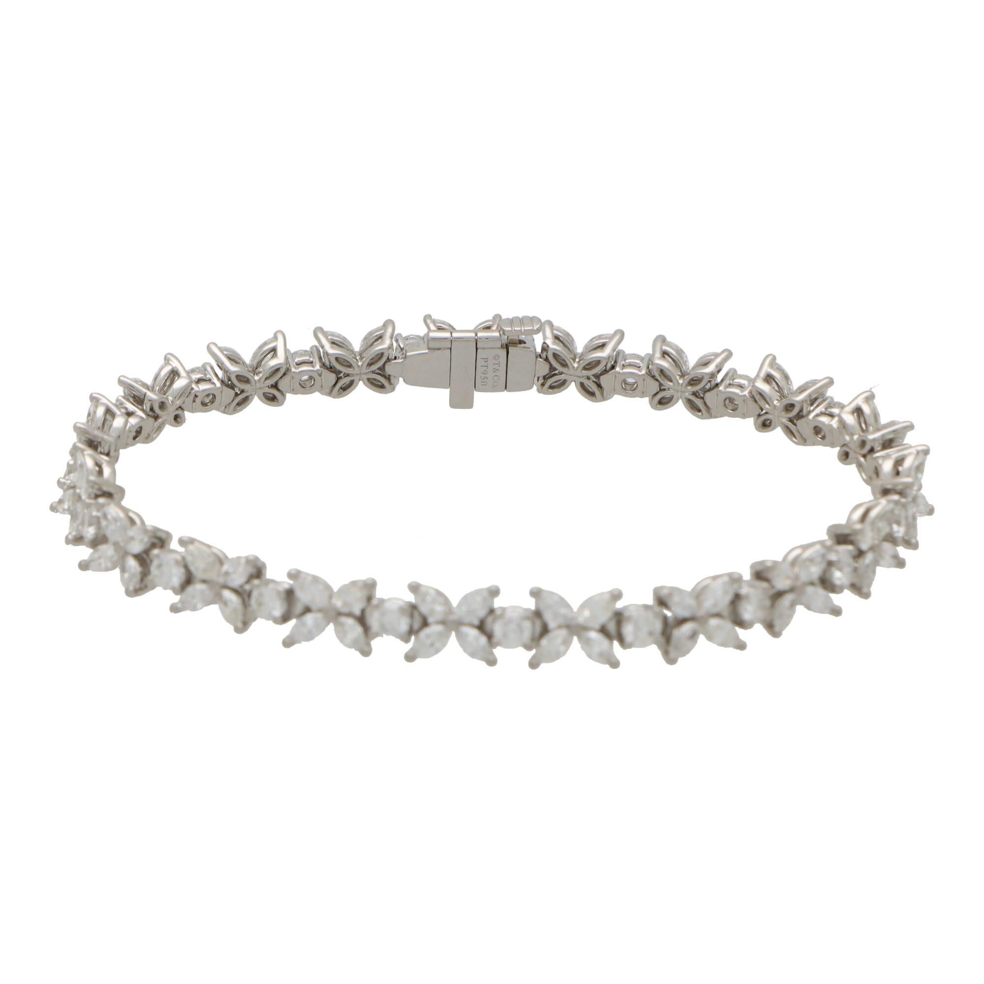 Mixed Cut Vintage Tiffany & Co. Victoria Alternating Diamond Bracelet in Platinum