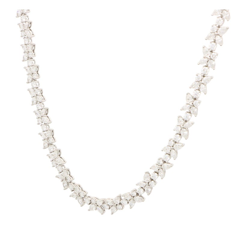 Vintage Tiffany And Co Victoria Mixed Cluster Diamond Necklace Set In Platinum For Sale At 1stdibs