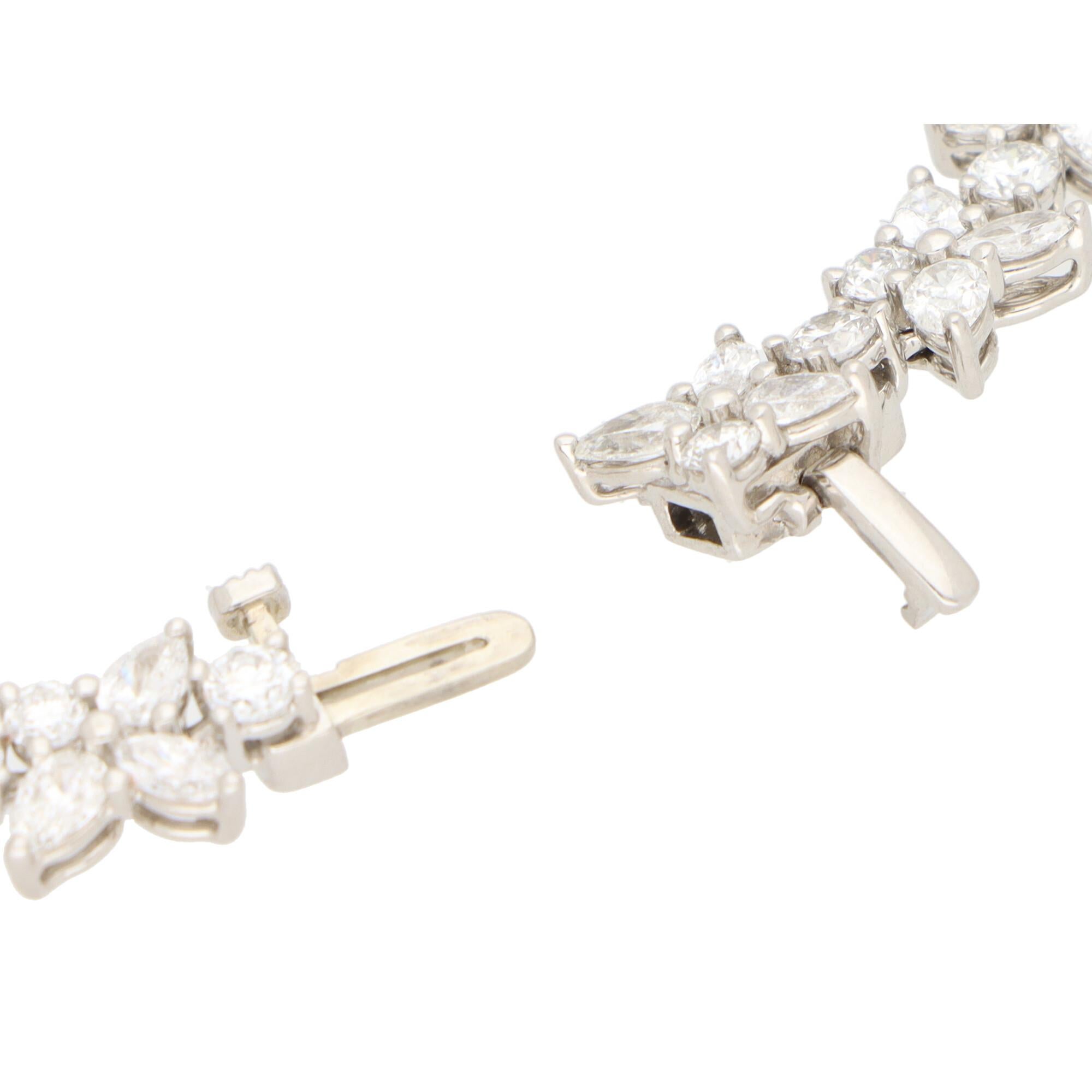 Round Cut Vintage Tiffany & Co. Victoria Mixed Cluster Diamond Necklace Set in Platinum