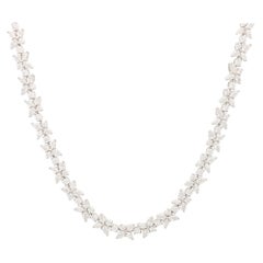 Weinlese Tiffany & Co. Viktorianische gemischte Cluster-Diamant-Halskette aus Platin
