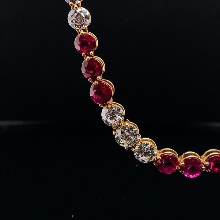 18 Karat Gold Diamond, Ruby Necklace For Sale at 1stDibs  ruby necklaces  for sale, diamante ruby, red ruby necklace