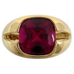 Weinlese Tiffany & Co. Vivid Pink Turmalin Heart Cut 18k Gelbgold Band Ring