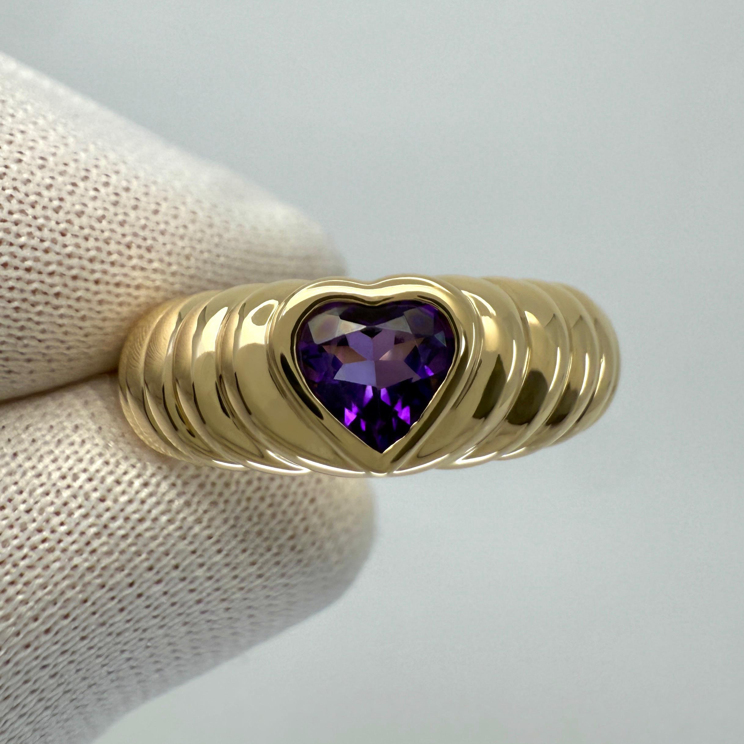 Taille cœur Vintage Tiffany & Co. Bague en or jaune 18k avec améthyste violette taillée en cœur en vente
