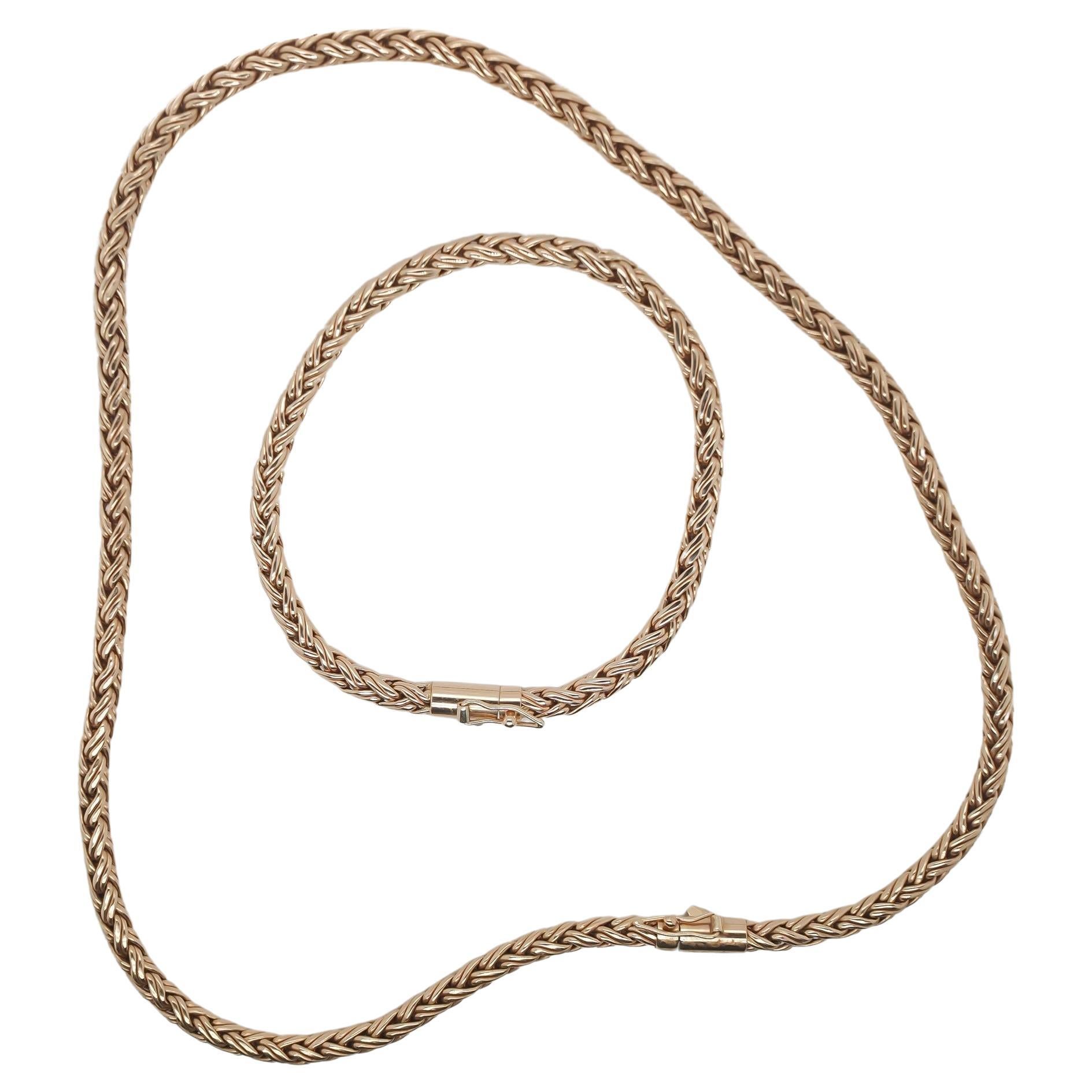 Vintage Tiffany & Co. Weave Pattern Necklace and Bracelet Set For Sale