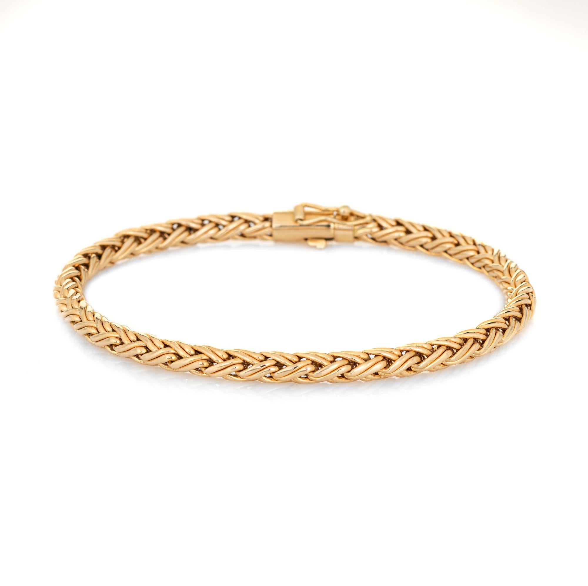 Vintage Tiffany & Co Wheat Bracelet 14k Yellow Gold Estate Signed Jewelry In Good Condition In Torrance, CA