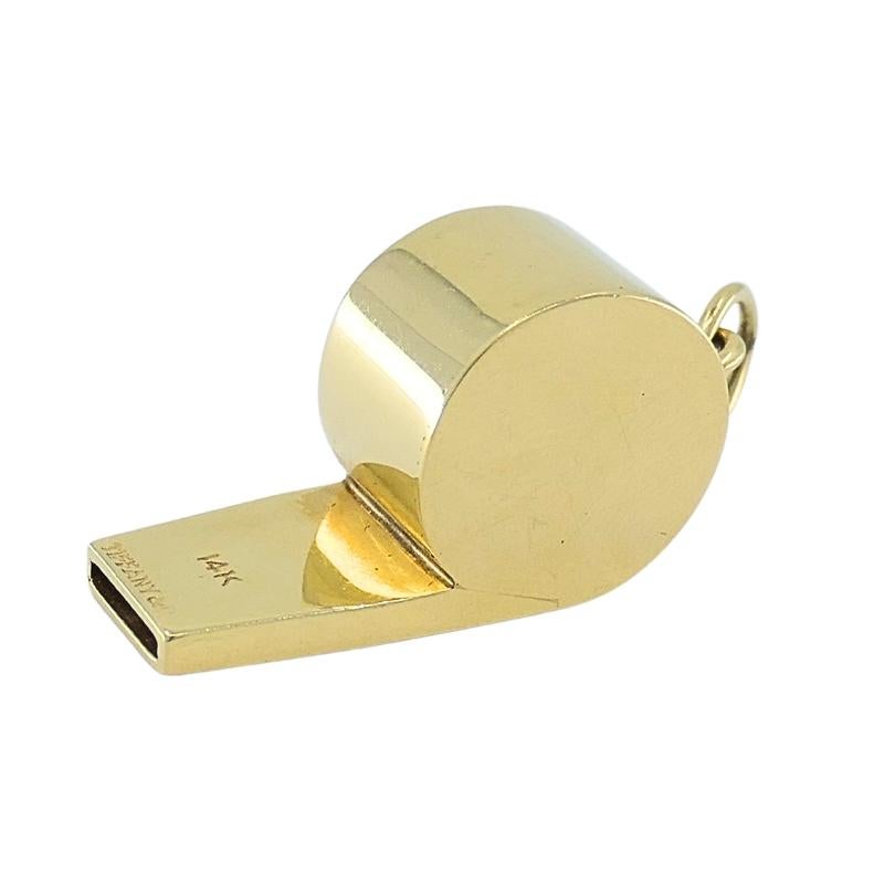Women's or Men's Vintage Tiffany & Co. Whistle Pendant 14k Gold For Sale