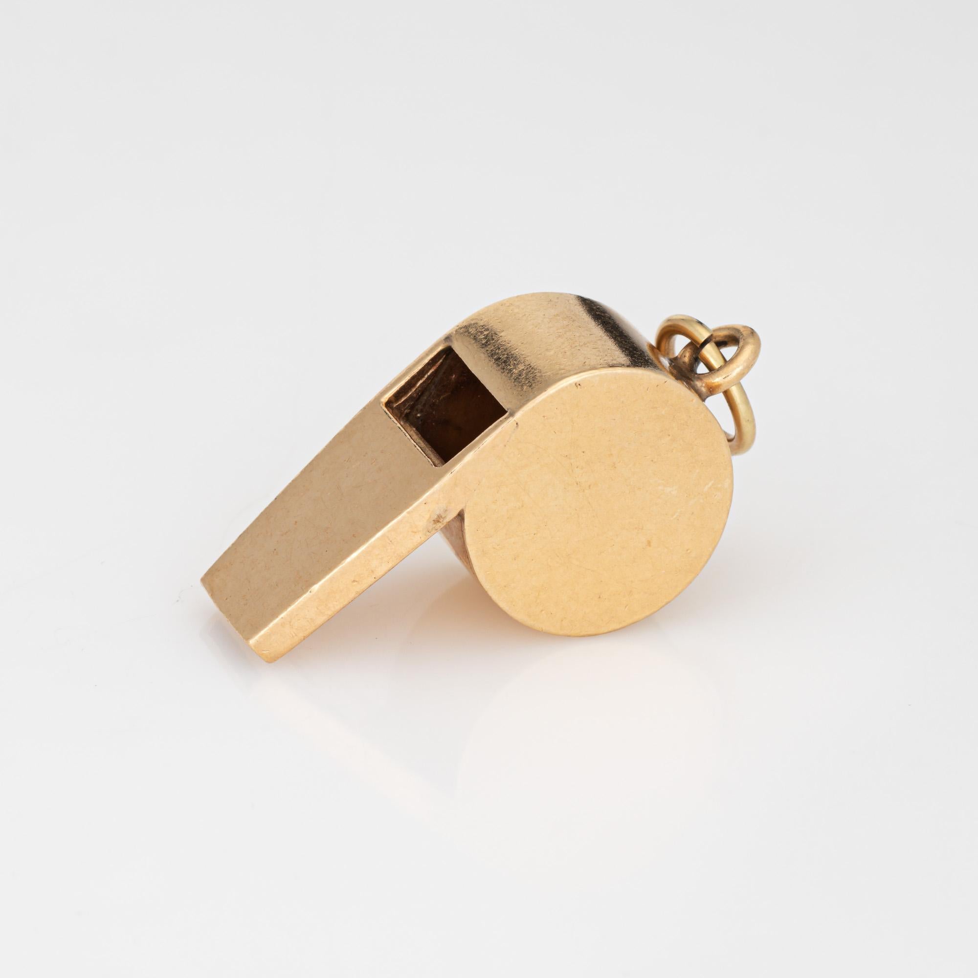 Modern Vintage Tiffany & Co Whistle Pendant 14k Yellow Gold Charm Signed Jewelry