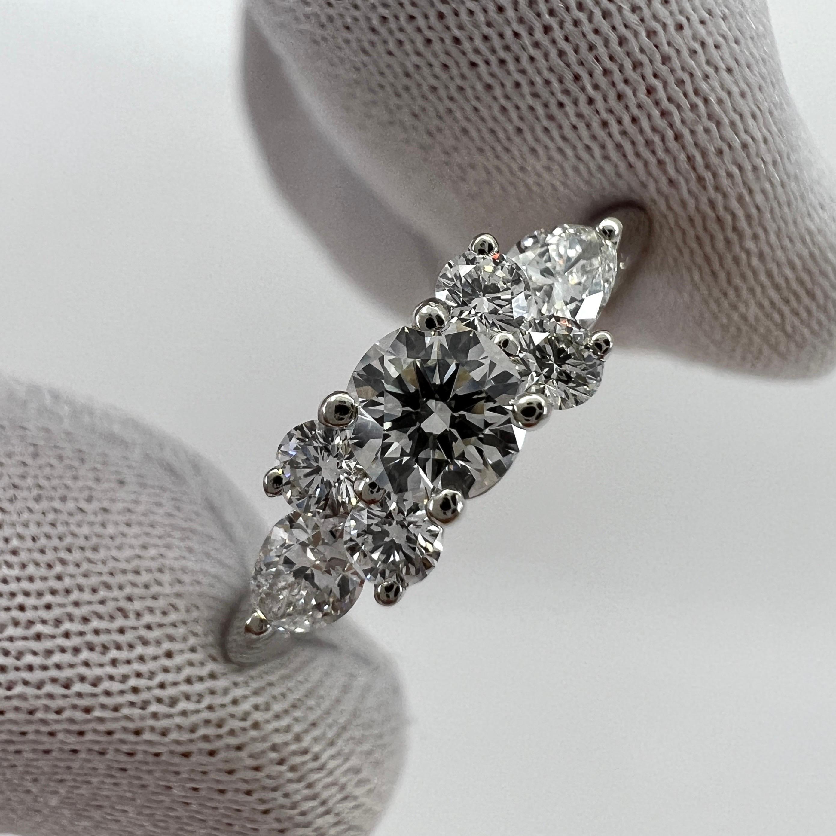 Women's Vintage Tiffany & Co. White Round & Pear Cut Diamond Platinum Cluster Ring