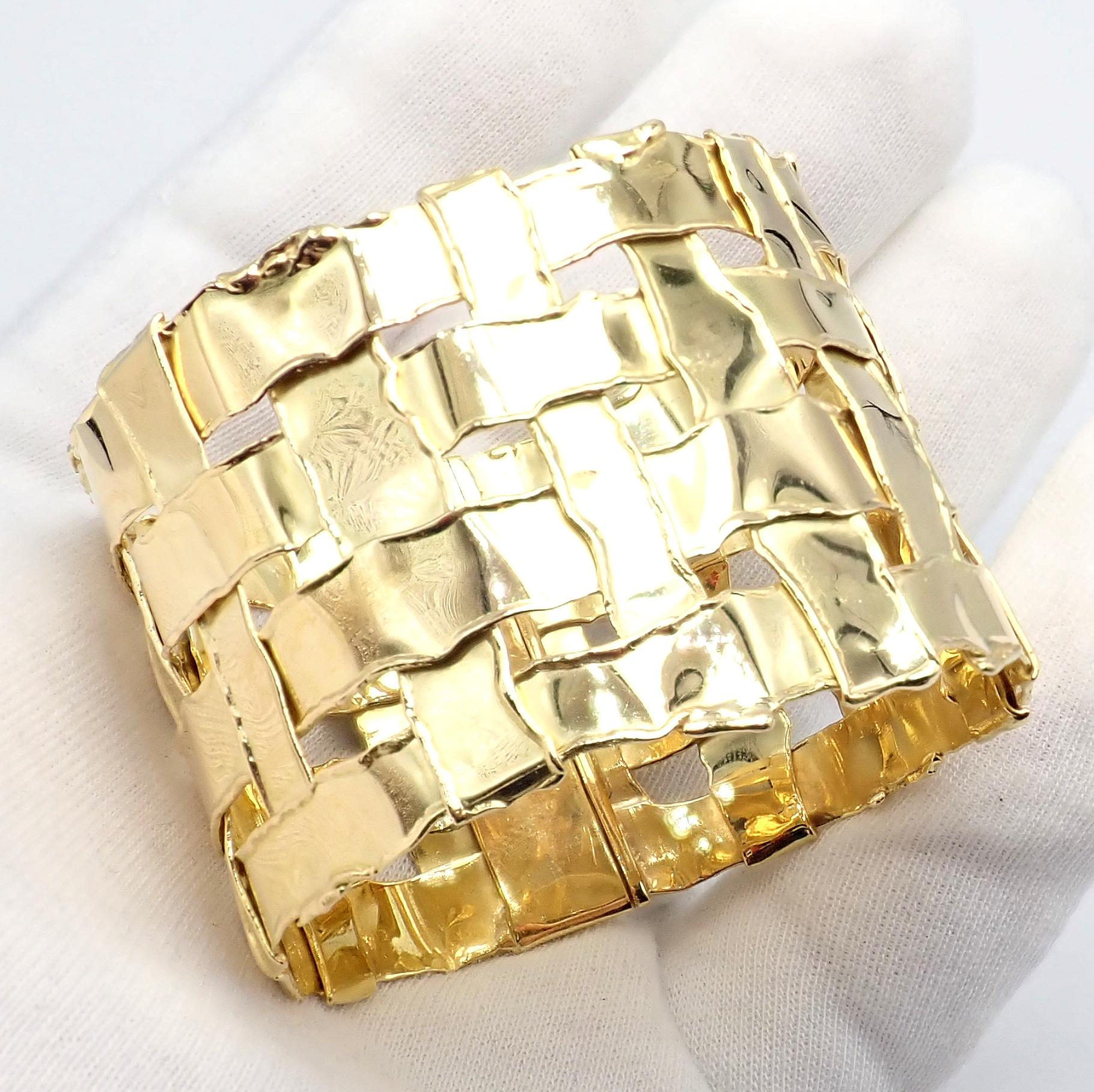 Vintage Tiffany & Co Wide Basket Weave Yellow Gold Bracelet For Sale 1