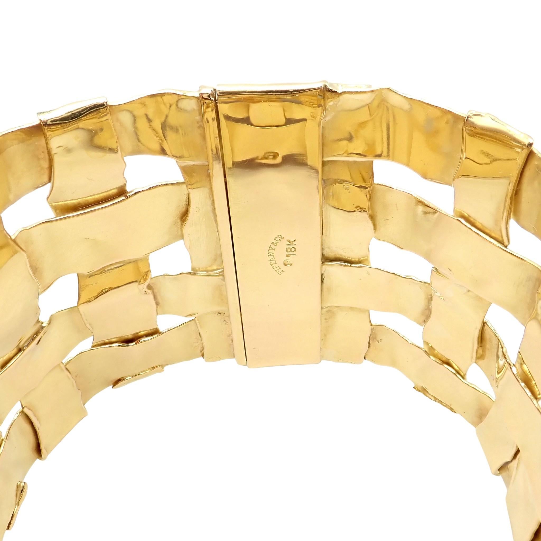 Vintage Tiffany & Co Wide Basket Weave Yellow Gold Bracelet For Sale 3