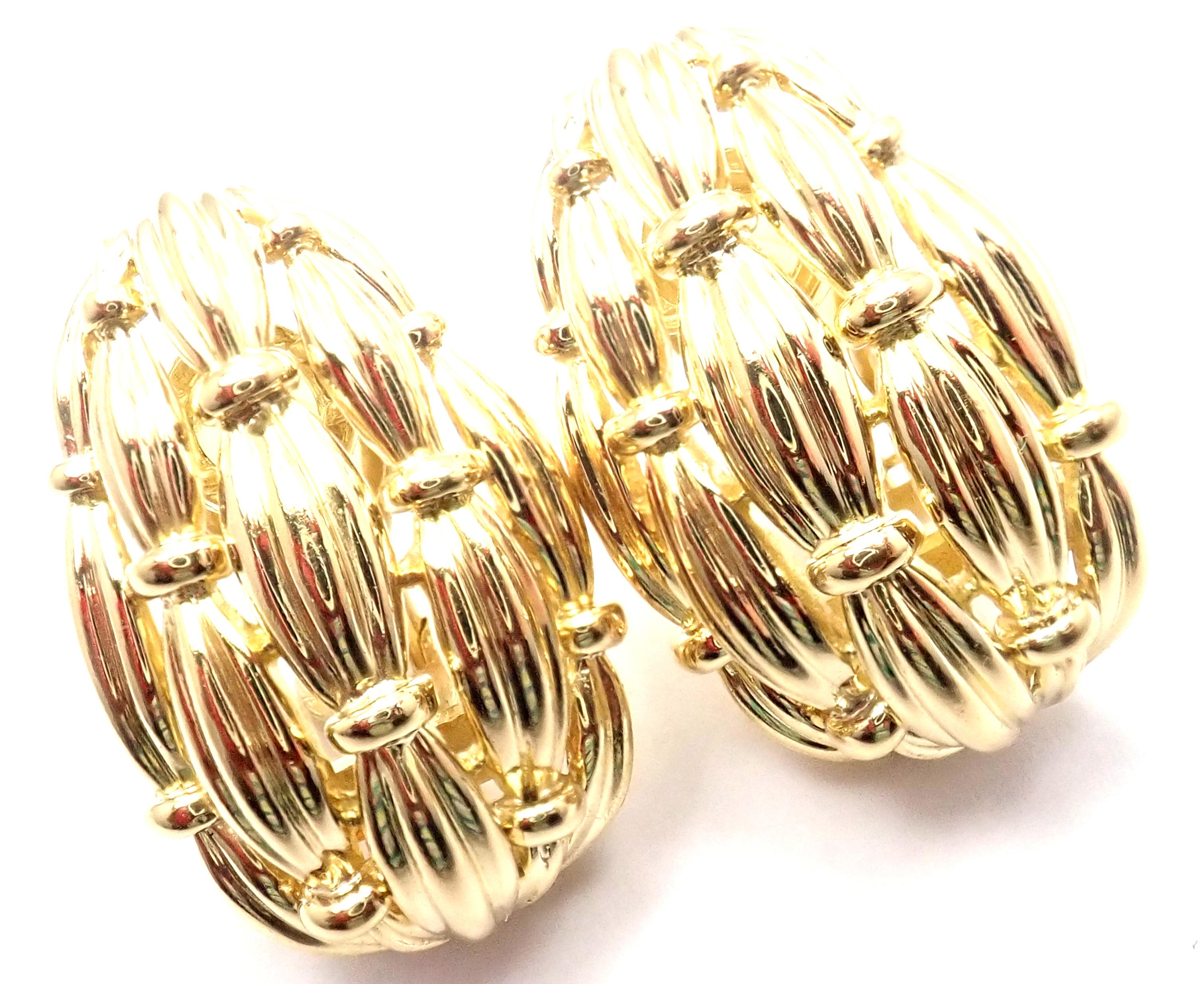 Vintage Tiffany & Co. Woven Basketweave Yellow Gold Earrings 1