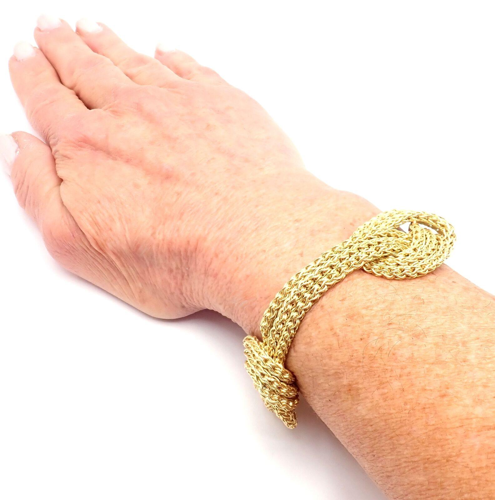 Vintage Tiffany & Co Woven Knot Yellow Gold Link Bracelet For Sale 5