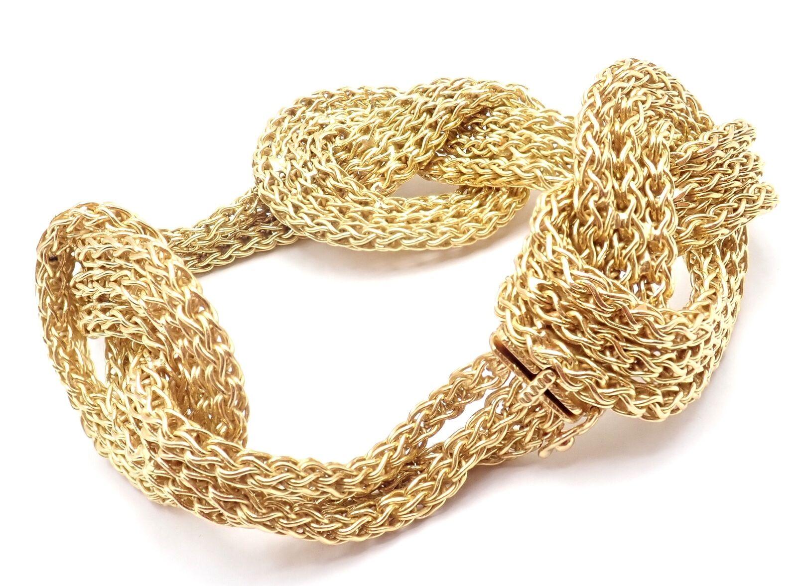 Women's or Men's Vintage Tiffany & Co Woven Knot Yellow Gold Link Bracelet For Sale