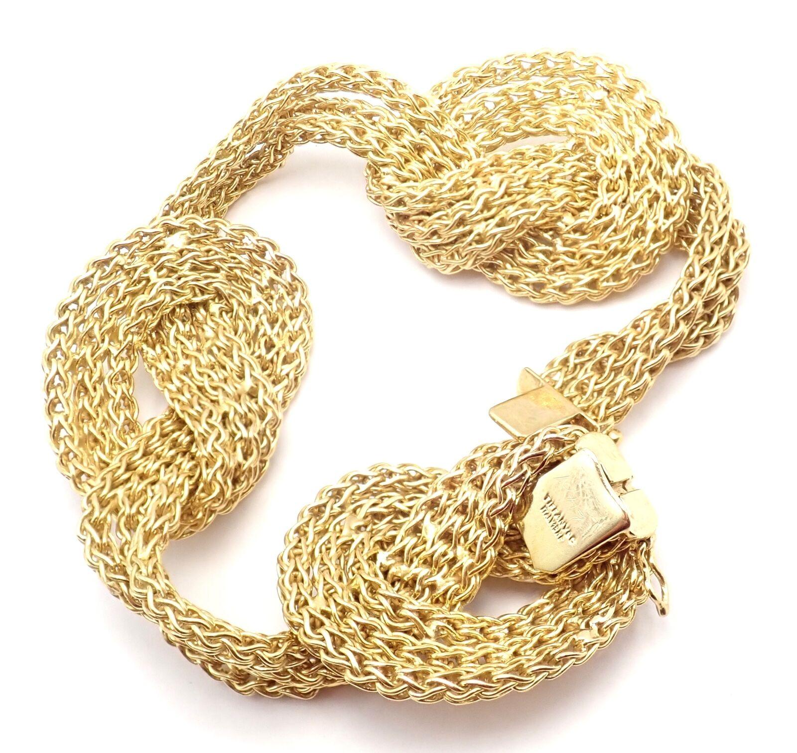 Vintage Tiffany & Co Woven Knot Yellow Gold Link Bracelet For Sale 1
