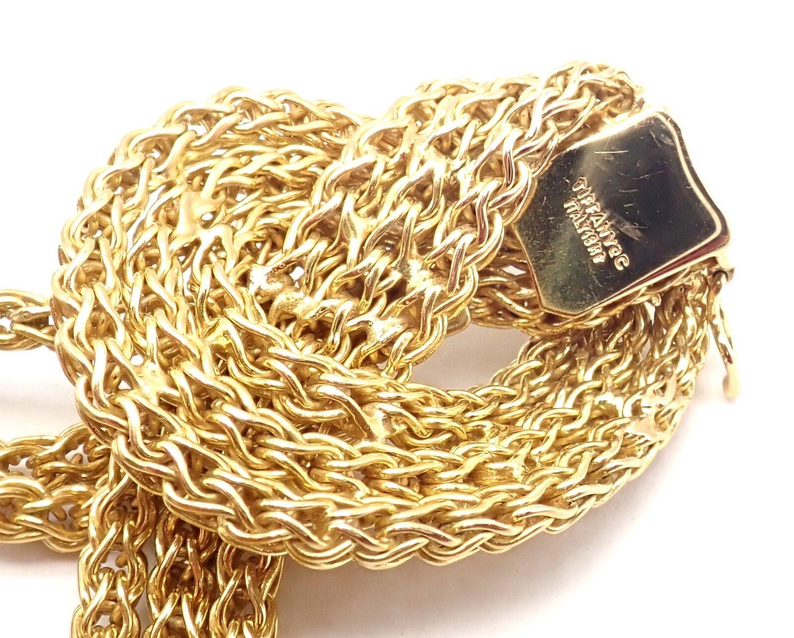 Vintage Tiffany & Co Woven Knot Yellow Gold Link Bracelet For Sale 2