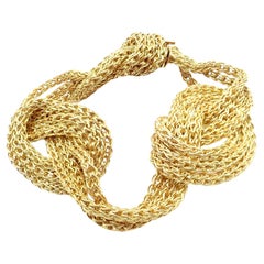 Retro Tiffany & Co Woven Knot Yellow Gold Link Bracelet