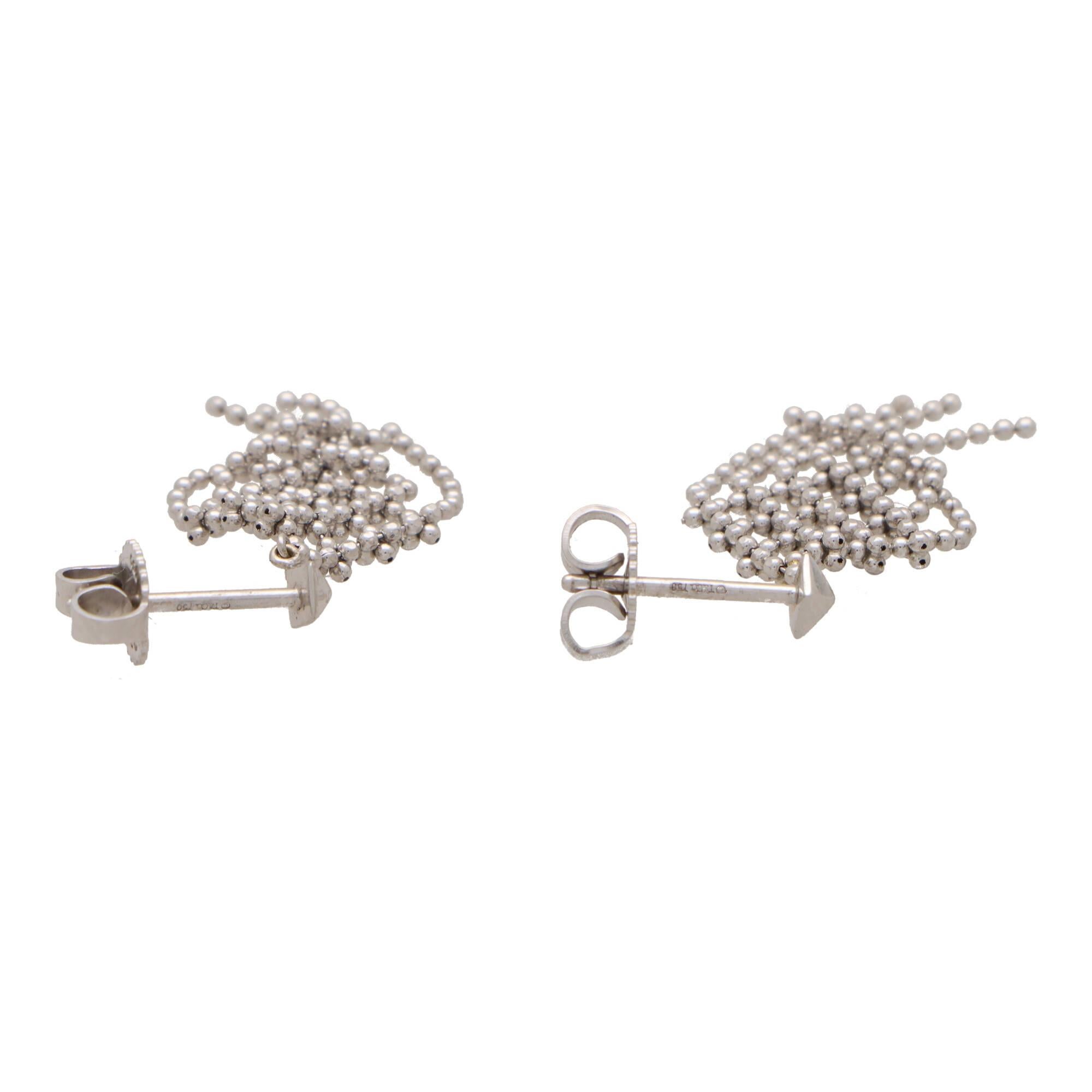 Vintage Tiffany & Co. Woven Tassel Drop Earrings in 18k White Gold In Excellent Condition For Sale In London, GB
