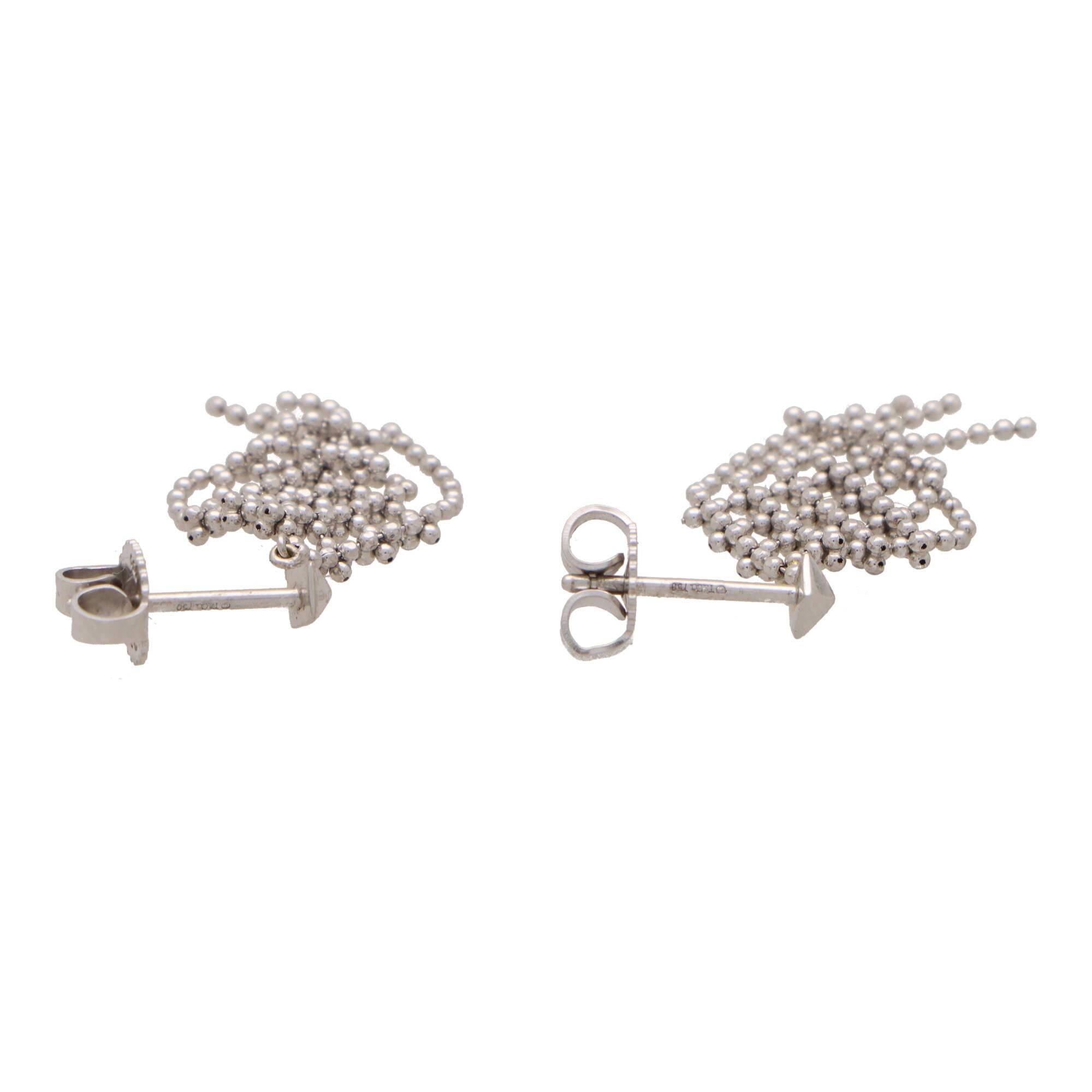 Vintage Tiffany & Co. Woven Tassel Drop Earrings in 18k White Gold In Excellent Condition In London, GB