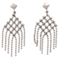Vintage Tiffany & Co. Woven Tassel Drop Earrings in 18k White Gold