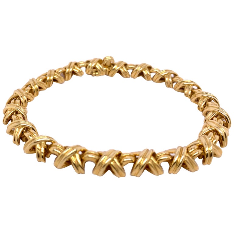 Vintage Tiffany and Co. "X" Bracelet in 18 Karat Yellow Gold at 1stDibs