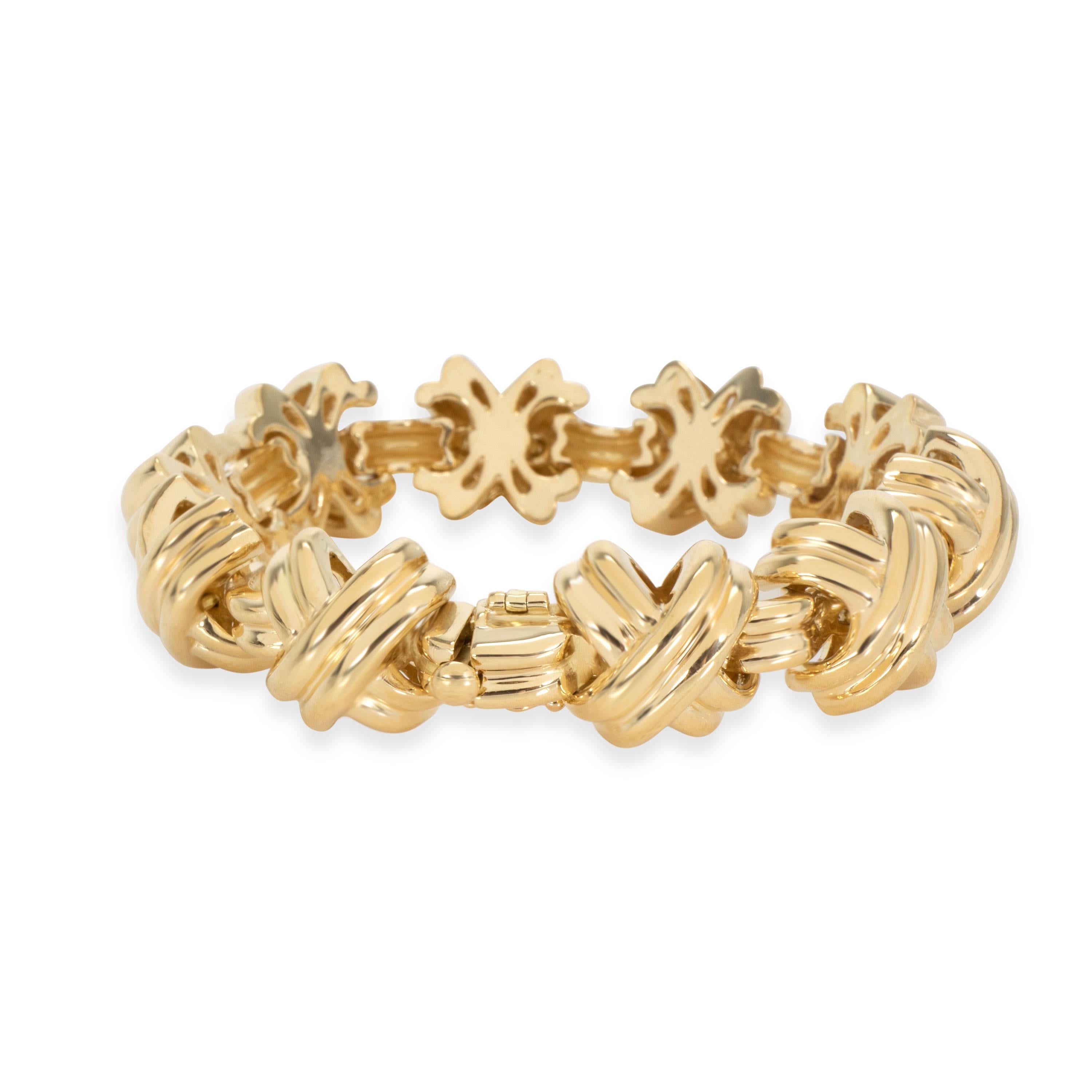 Tiffany & Co. X Bracelet in 18K Yellow Gold 

PRIMARY DETAILS 
SKU: 104340 
Listing Title: Tiffany & Co. X Bracelet in 18K Yellow Gold 
Condition Description: Retails for 15000 USD. In excellent condition and recently polished. Bracelet is 7.5