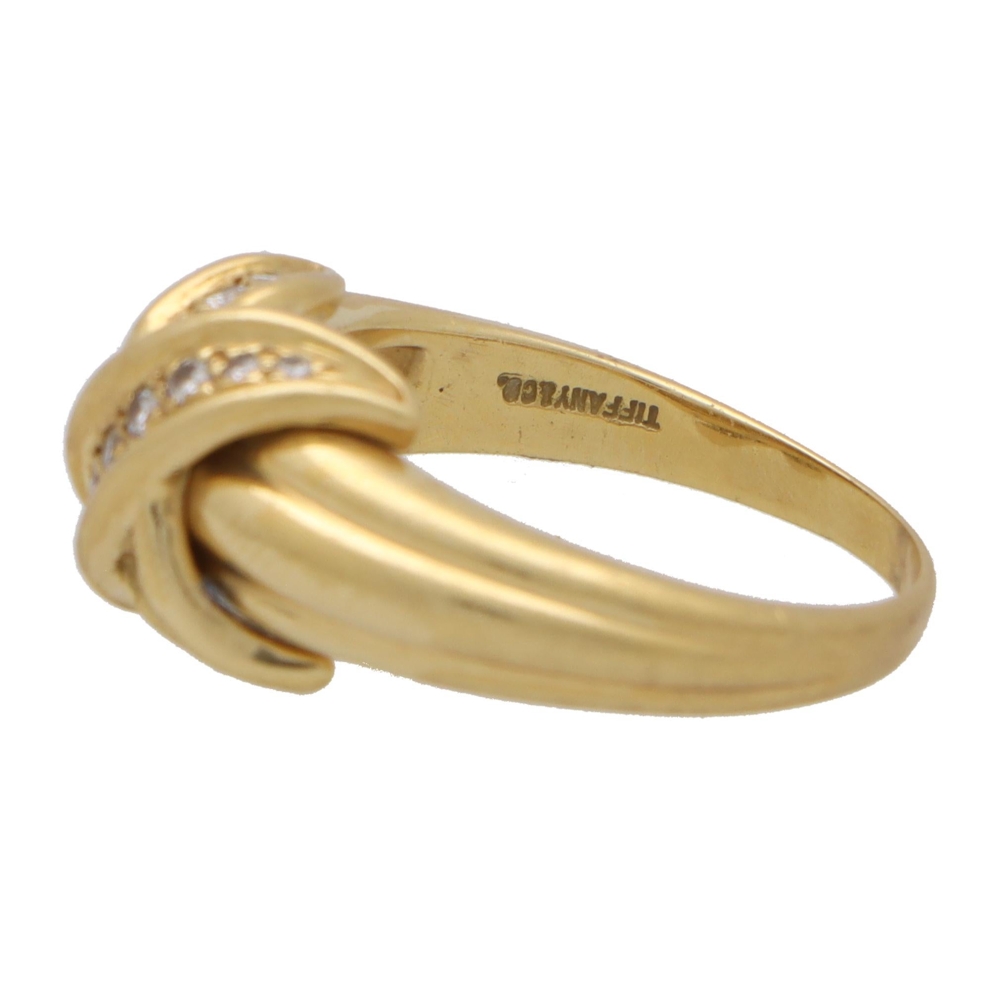 Retro Vintage Tiffany & Co. 'X' Signature Diamond Ring Set in 18k Yellow Gold