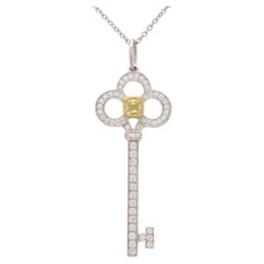 Vintage Tiffany & Co. Yellow Diamond Key Pendant Set in Platinum and Gold