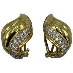 Vintage Tiffany 
Co. Yellow Gold and Diamond Clip- On Earrings