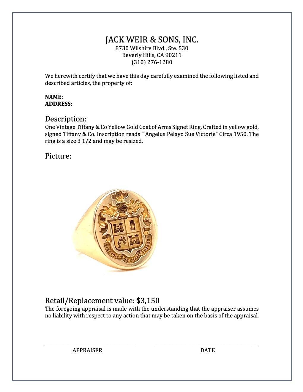 Siegelring aus Gelbgold von Tiffany & Co mit Wappen 4