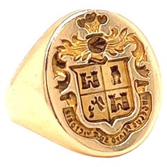 Vintage Tiffany & Co Yellow Gold Coat of Arms Signet Ring