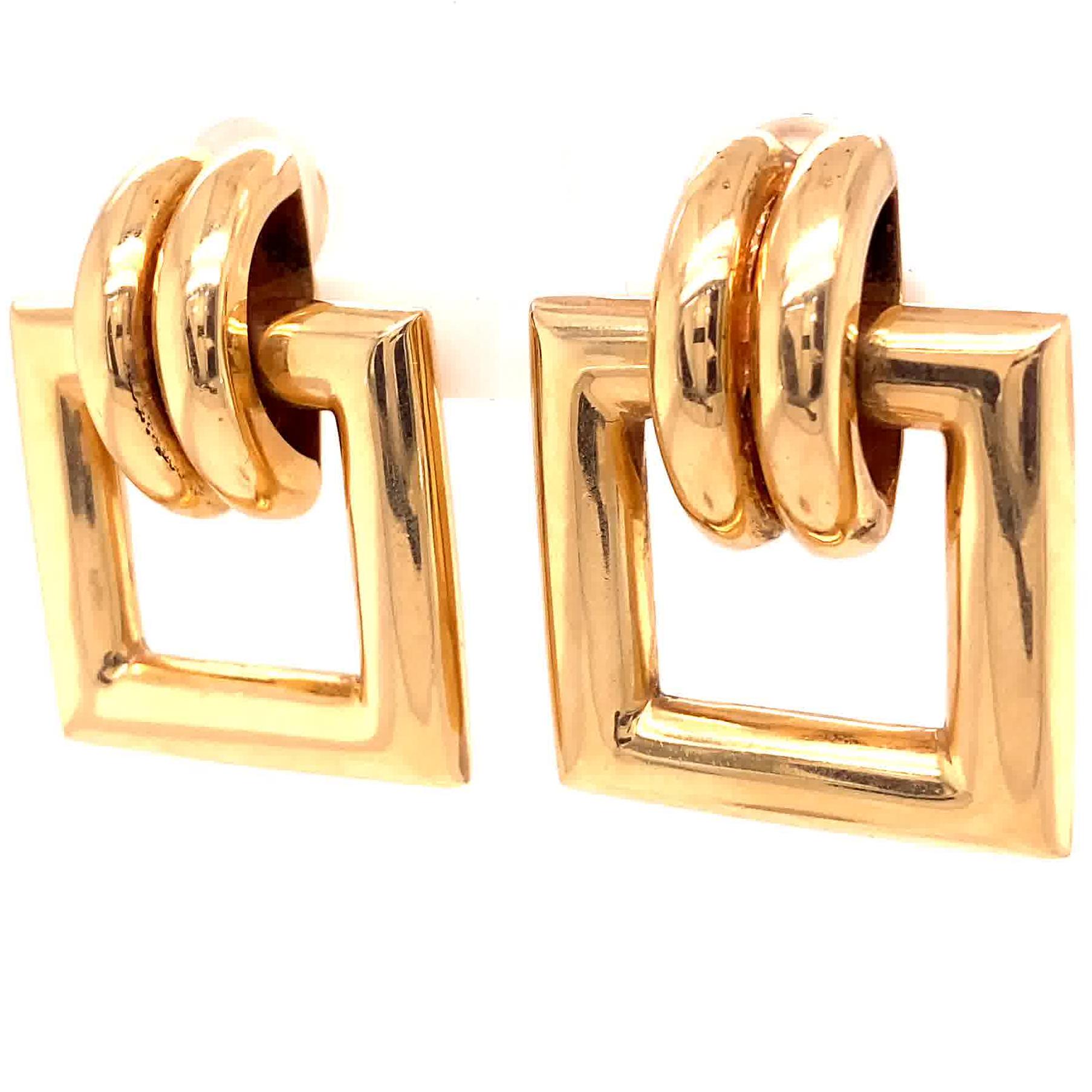Vintage Tiffany & Co. Yellow Gold Door Knocker Earrings In Excellent Condition In Beverly Hills, CA