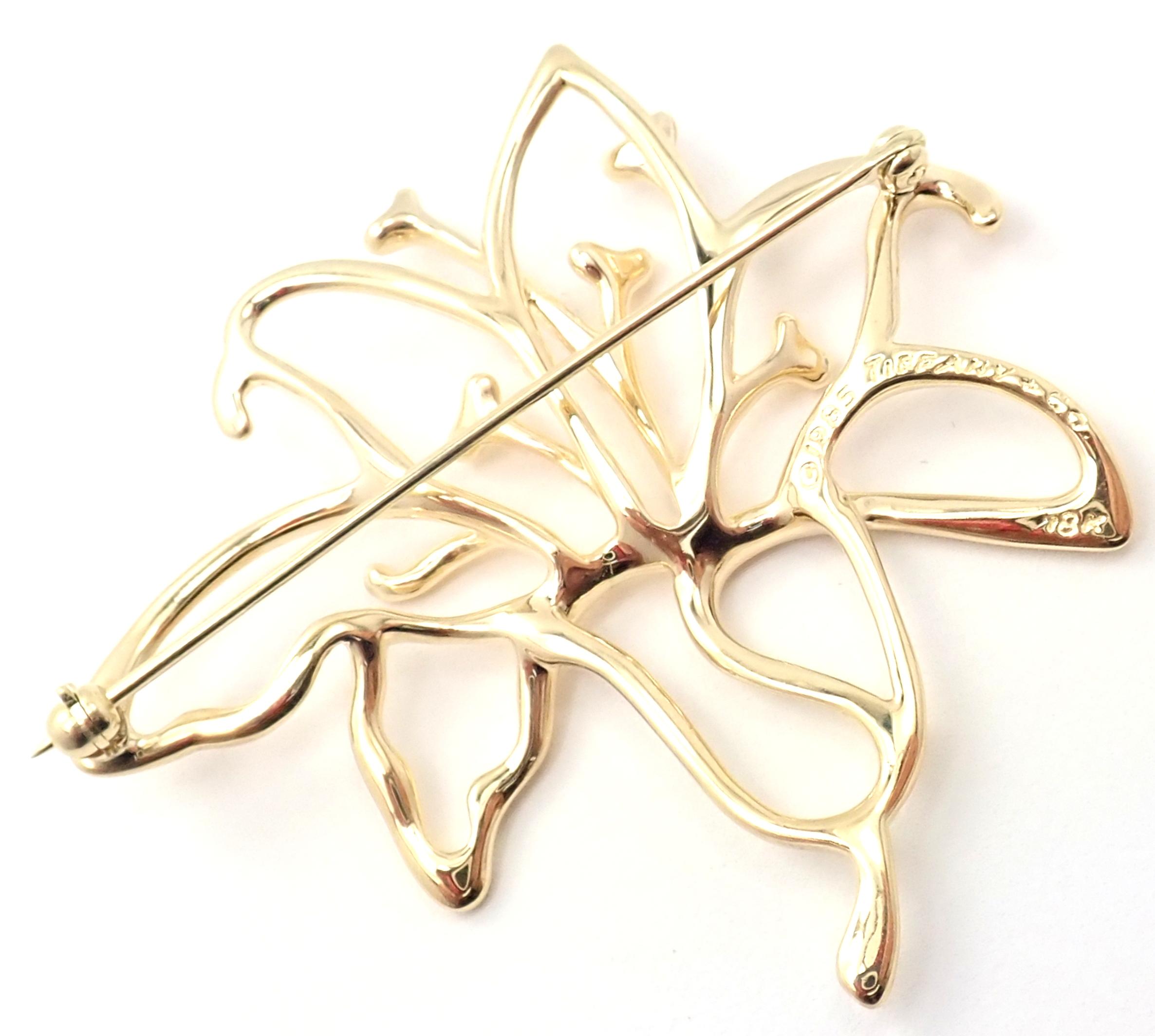 Vintage Tiffany & Co Yellow Gold Flower Brooch Pin 4