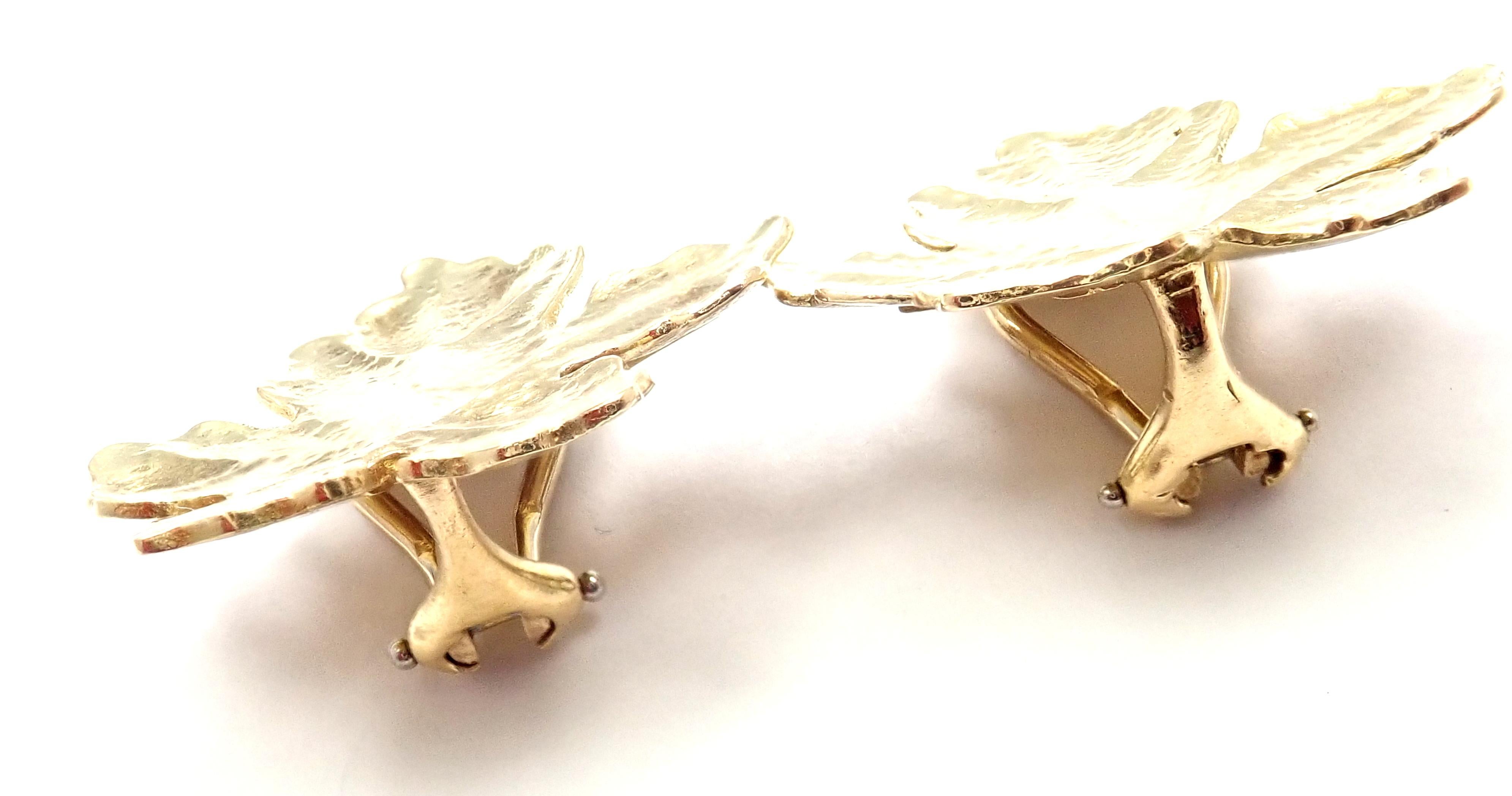 Vintage Tiffany & Co. Yellow Gold Leaf Earrings 2