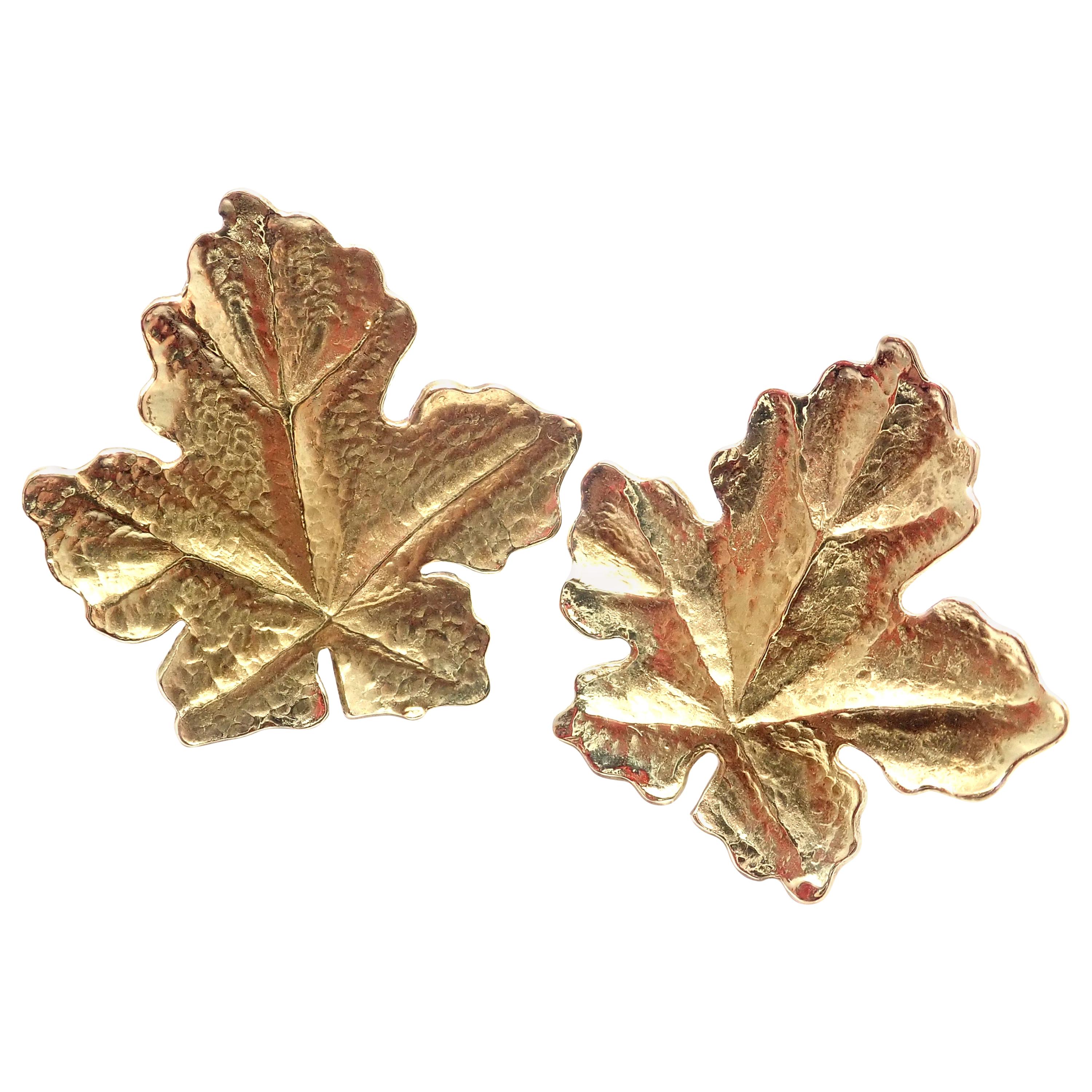 Vintage Tiffany & Co. Yellow Gold Leaf Earrings