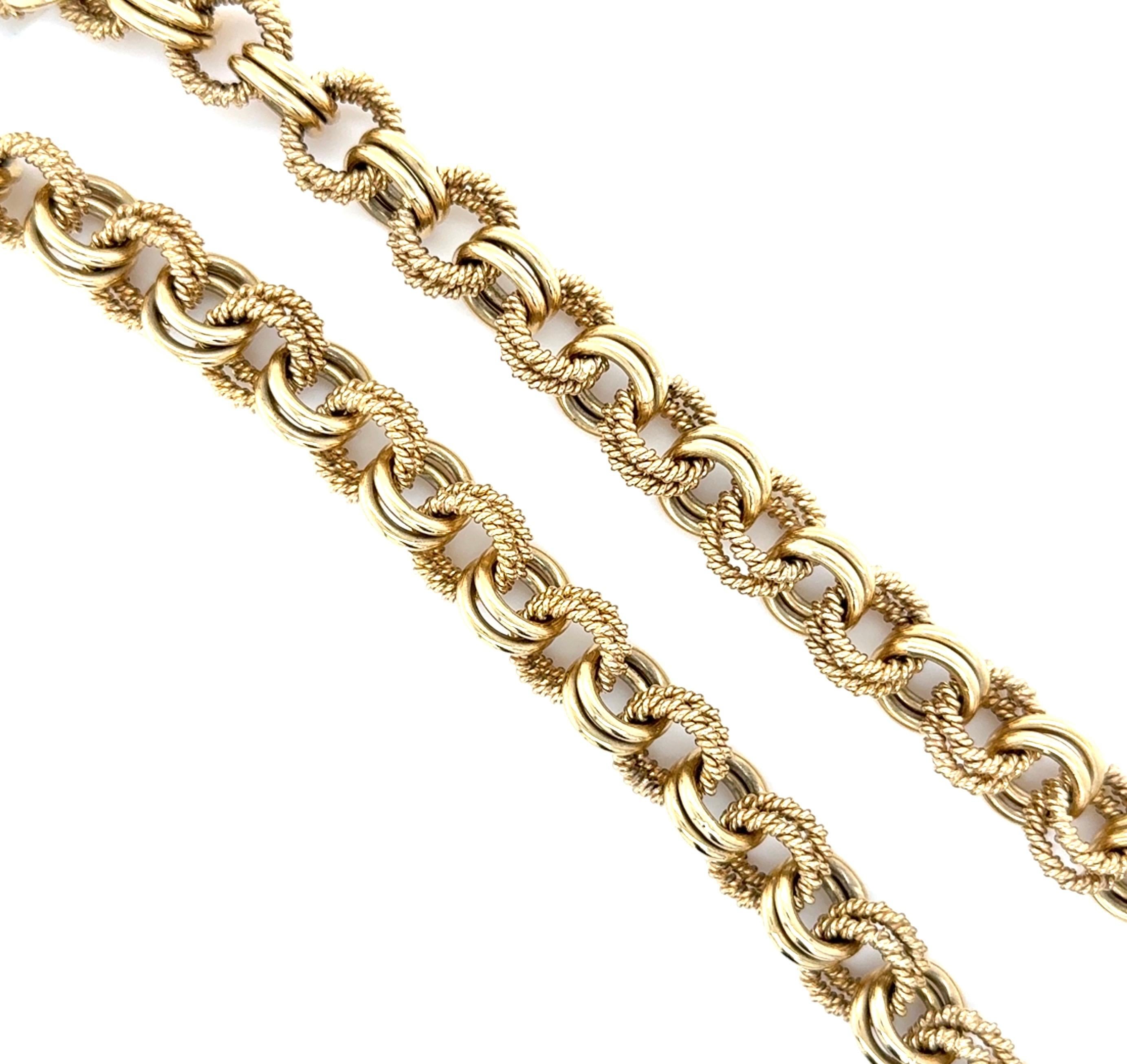 Women's or Men's Vintage, Tiffany & Co., Yellow Gold Long Chain Necklace For Sale