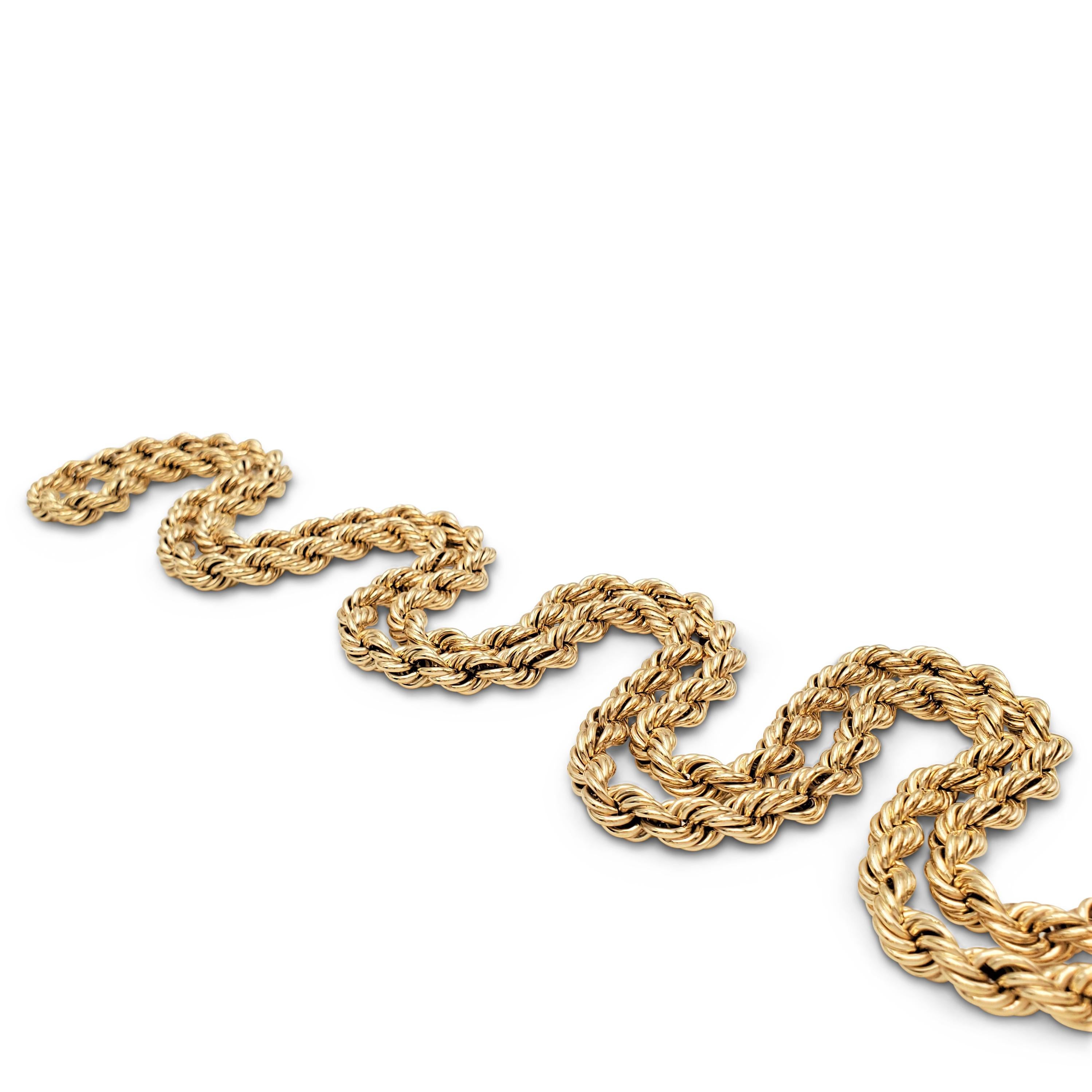 Vintage Tiffany & Co. Yellow Gold Twisted Rope Chain Necklace In Excellent Condition In New York, NY