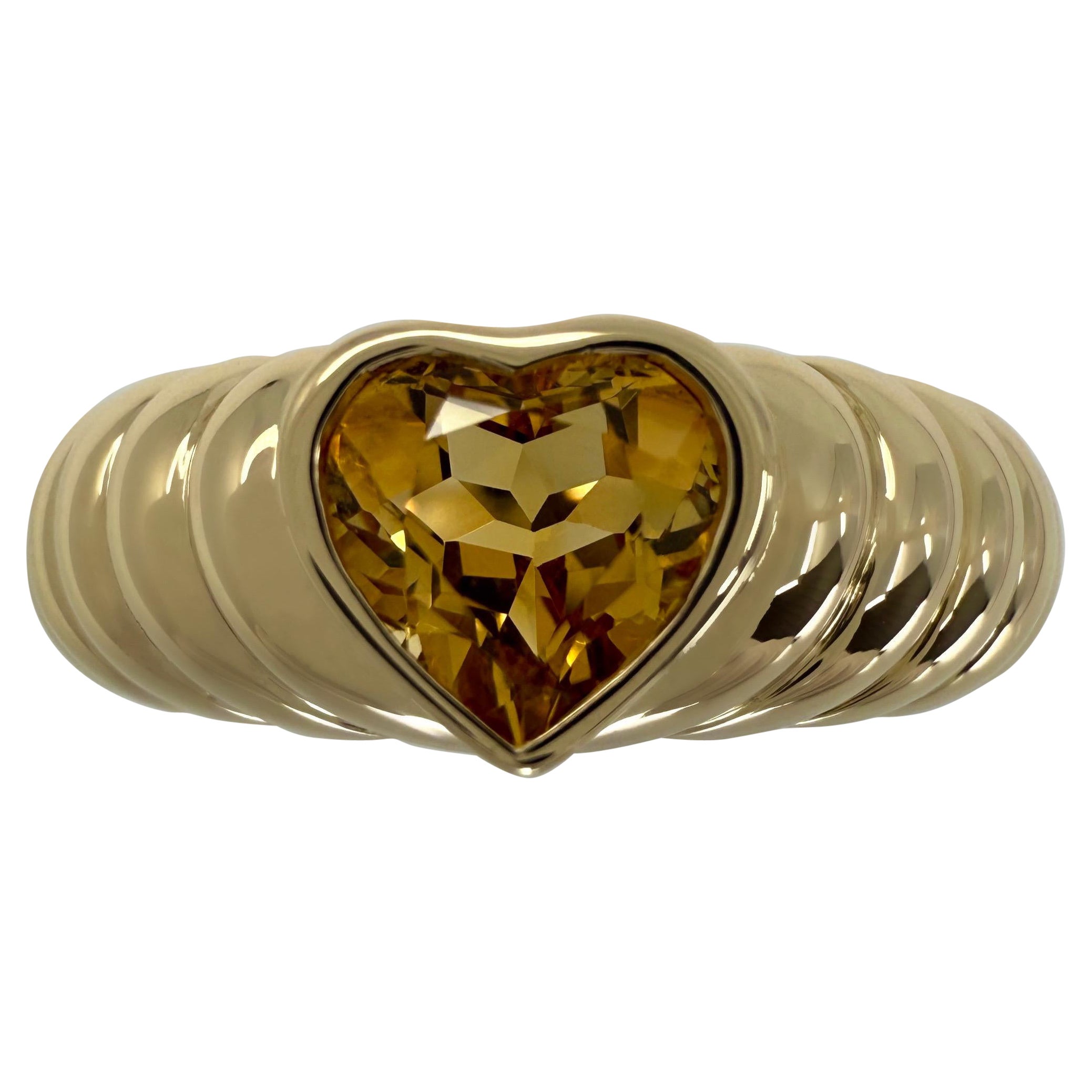 Weinlese Tiffany
Co. Gelb Orange Citrin Herz Schliff 18k Gelbgold Band Ring