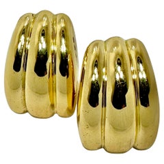 Vintage Tiffany & Co.18K Gelbgold geriffelte Clip-On Ohrringe Ideal für jeden Tag