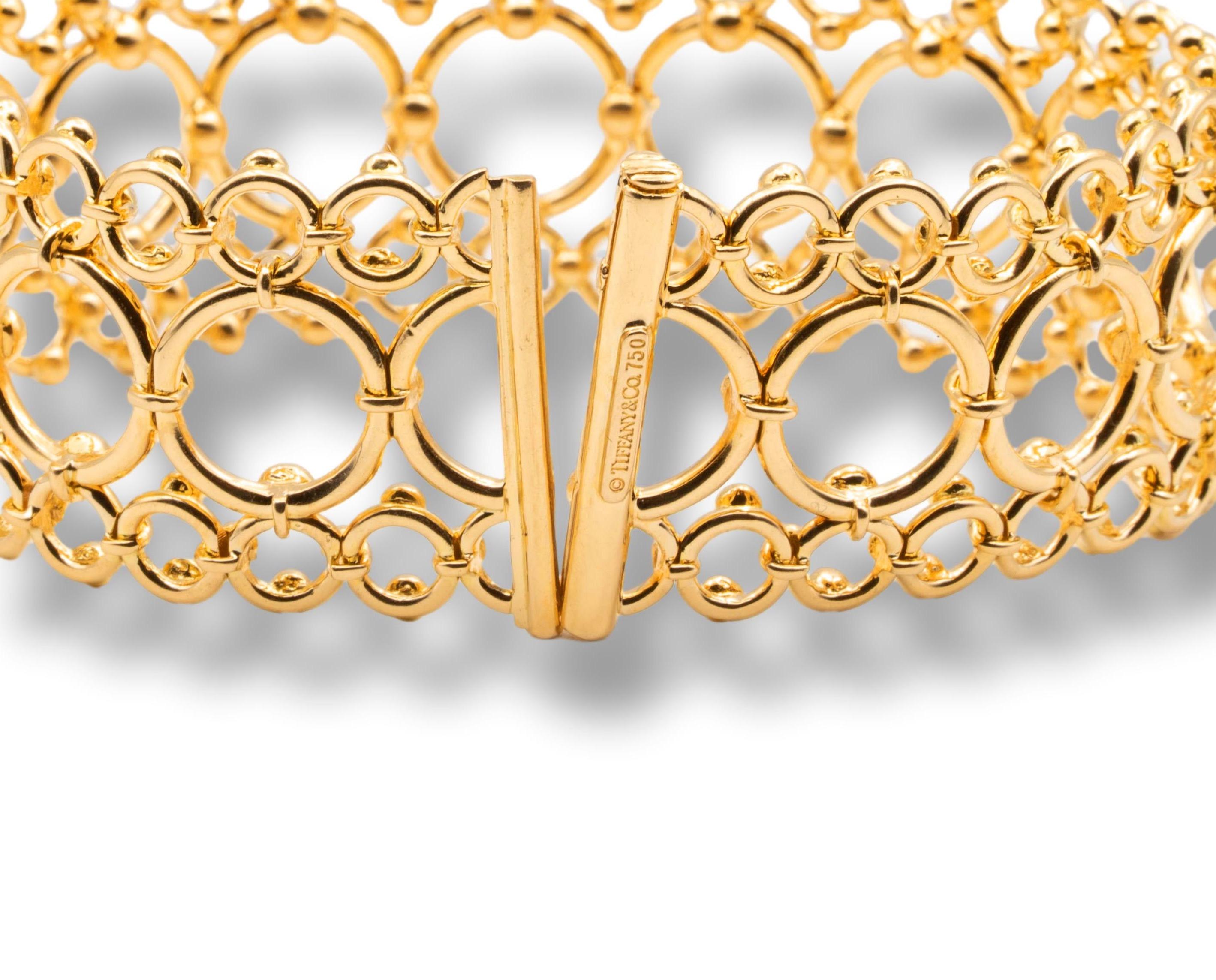 Women's Vintage Tiffany & Co.18K Yellow Gold Open Scroll Cleopatra Link Wide Bracelet