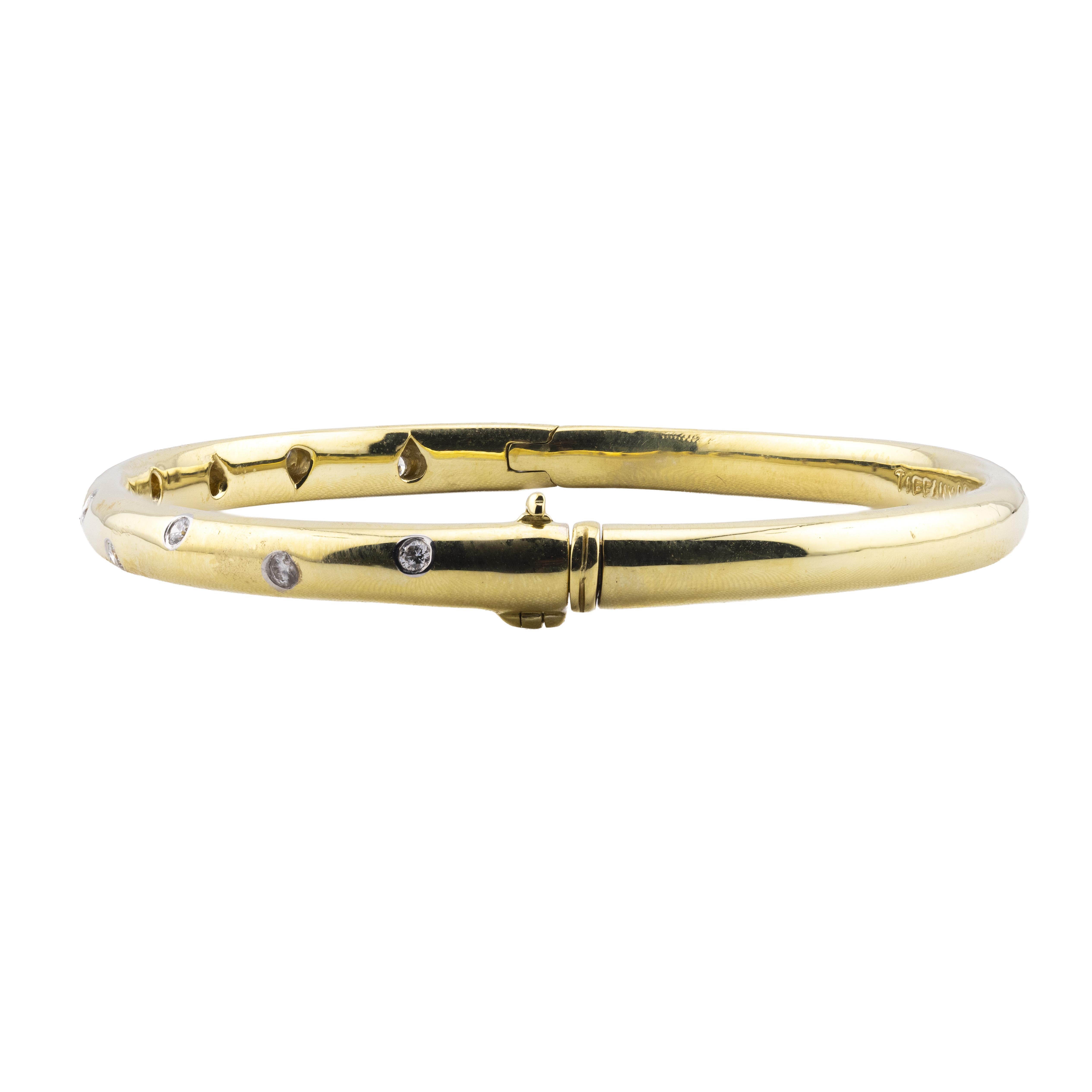 Contemporary Vintage Tiffany & Company Etoile Diamond Bangle Bracelet 18 Karat Gold Platinum For Sale