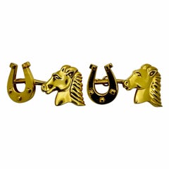 Gemelos vintage de Tiffany & Company con motivo ecuestre en oro