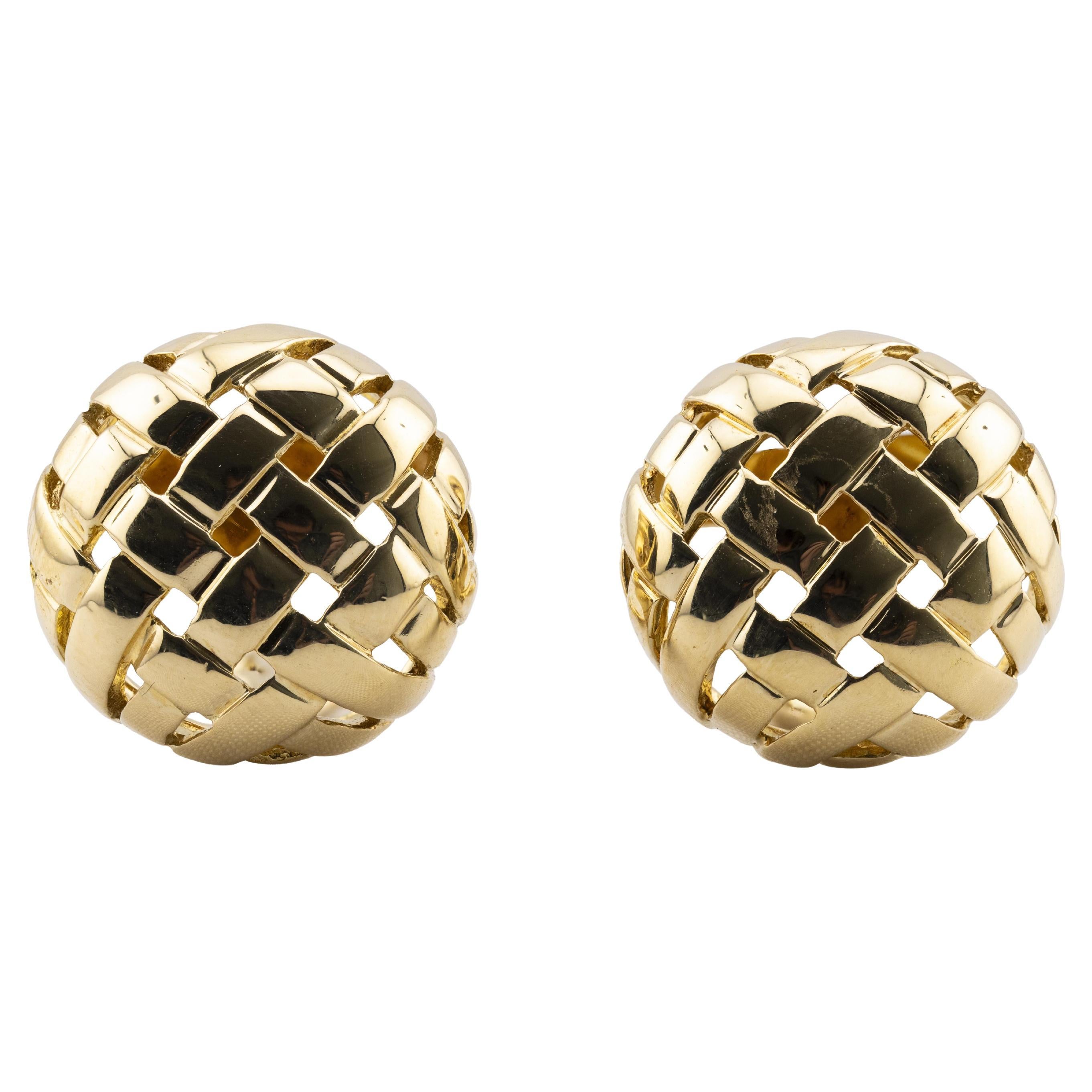 Pendientes Tejidos Vintage Tiffany
Company Vannerie de Oro Amarillo de 18 Kilates