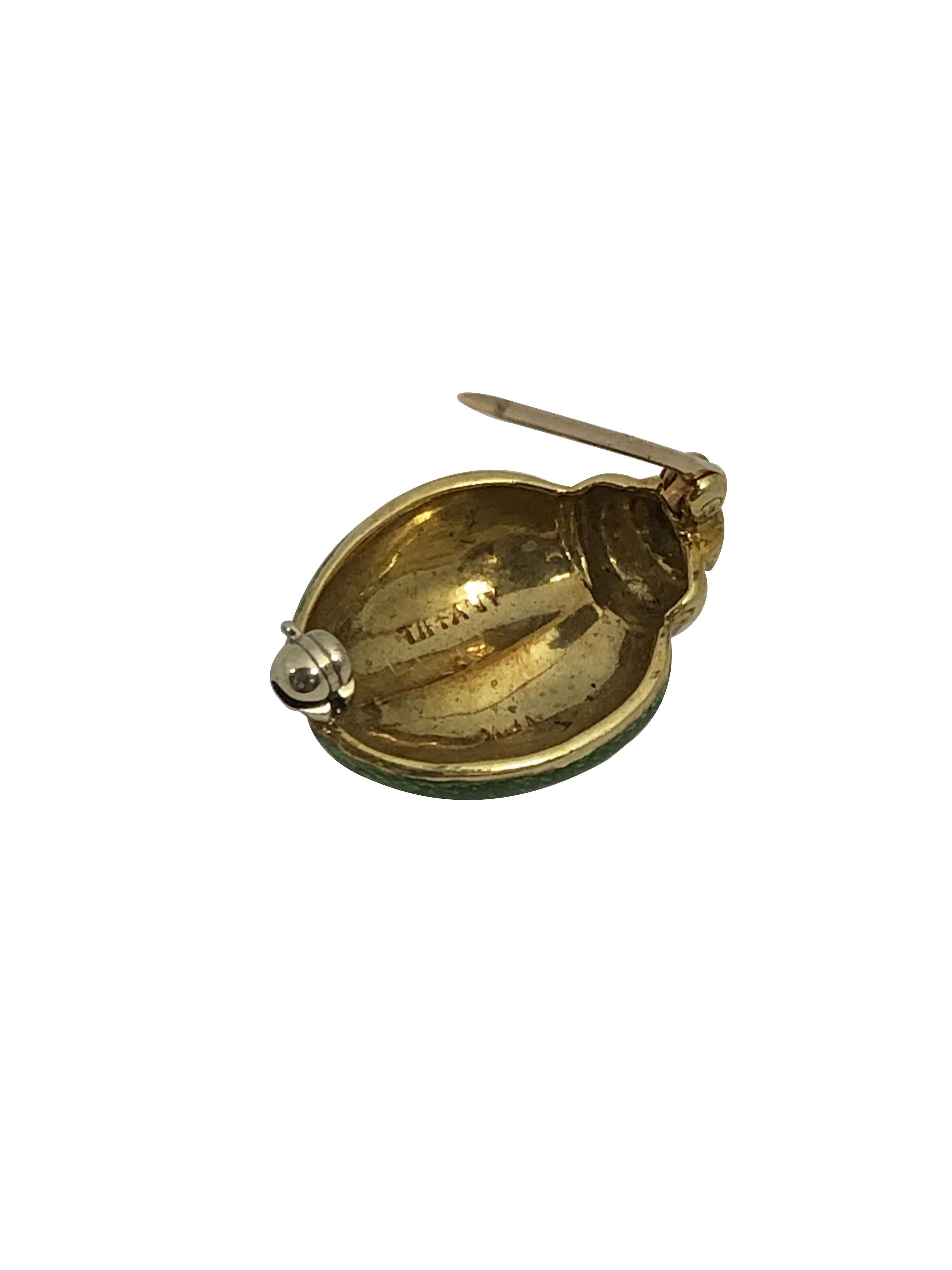 Women's or Men's Vintage Tiffany & Company Yellow Gold and Enamel Lady Bug Pin Brooch For Sale