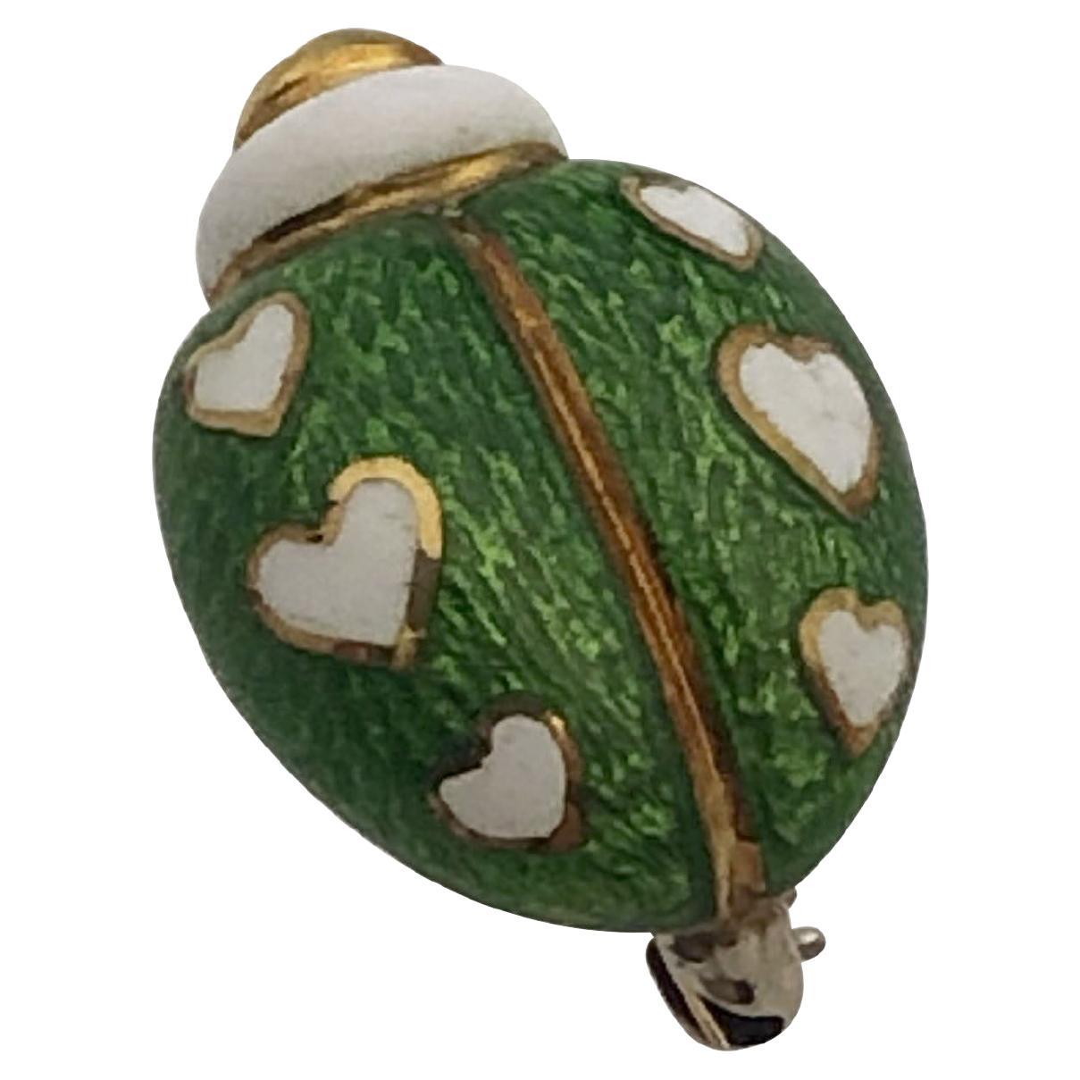 Vintage Tiffany 
Company Yellow Gold and Enamel Lady Bug Pin Brooch For Sale